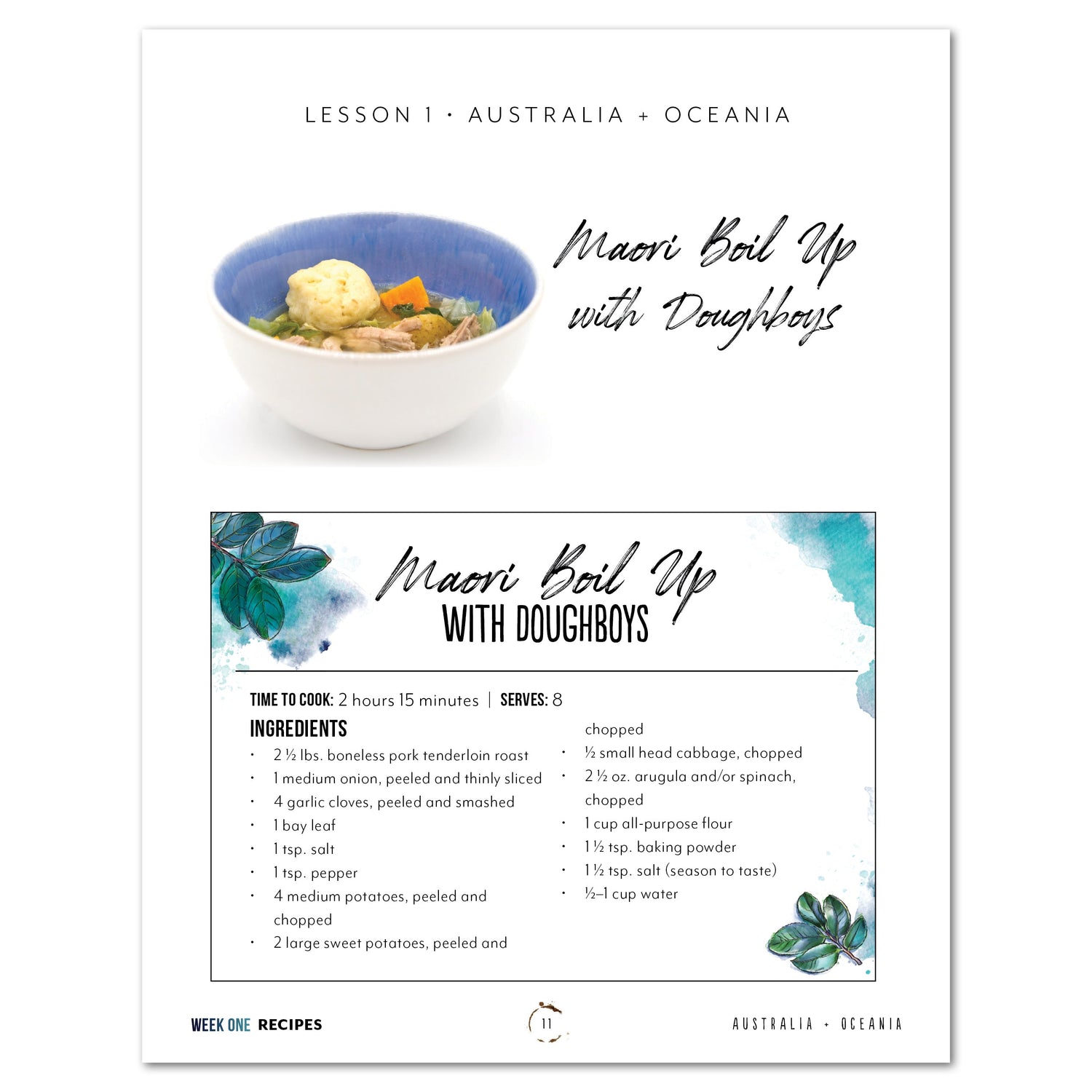 Australia + Oceania Homeschool Study Unit Digital Recipe Book Maori Boil Up