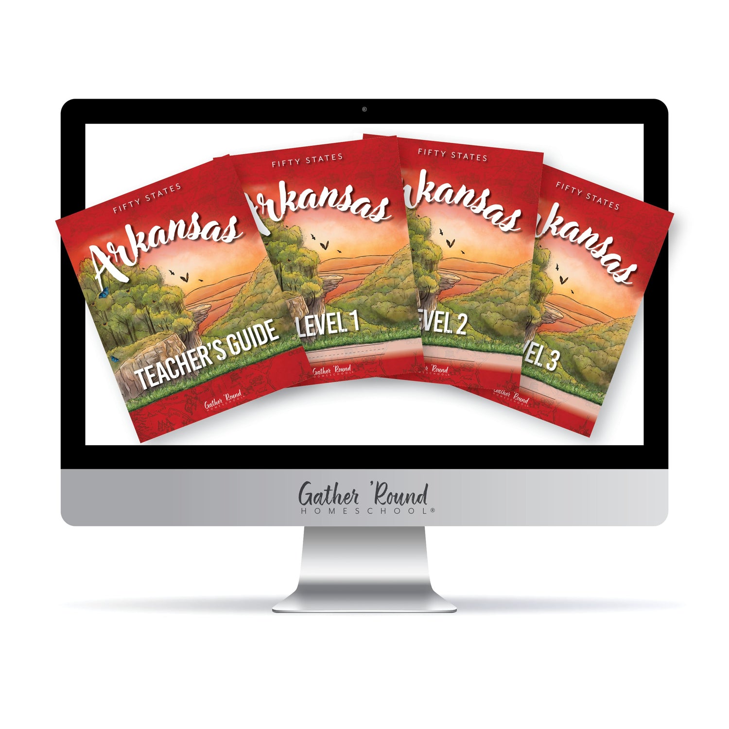 Arkansas Fifty States Homeschool Unit Study Digital Complete Bundle Teacher's Guide, Level 1, Level 2, Level 3