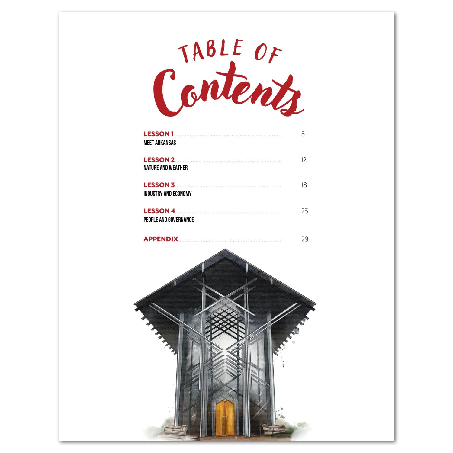 Arkansas Fifty States Homeschool Unit Study Digital Teacher's Guide Table of Contents