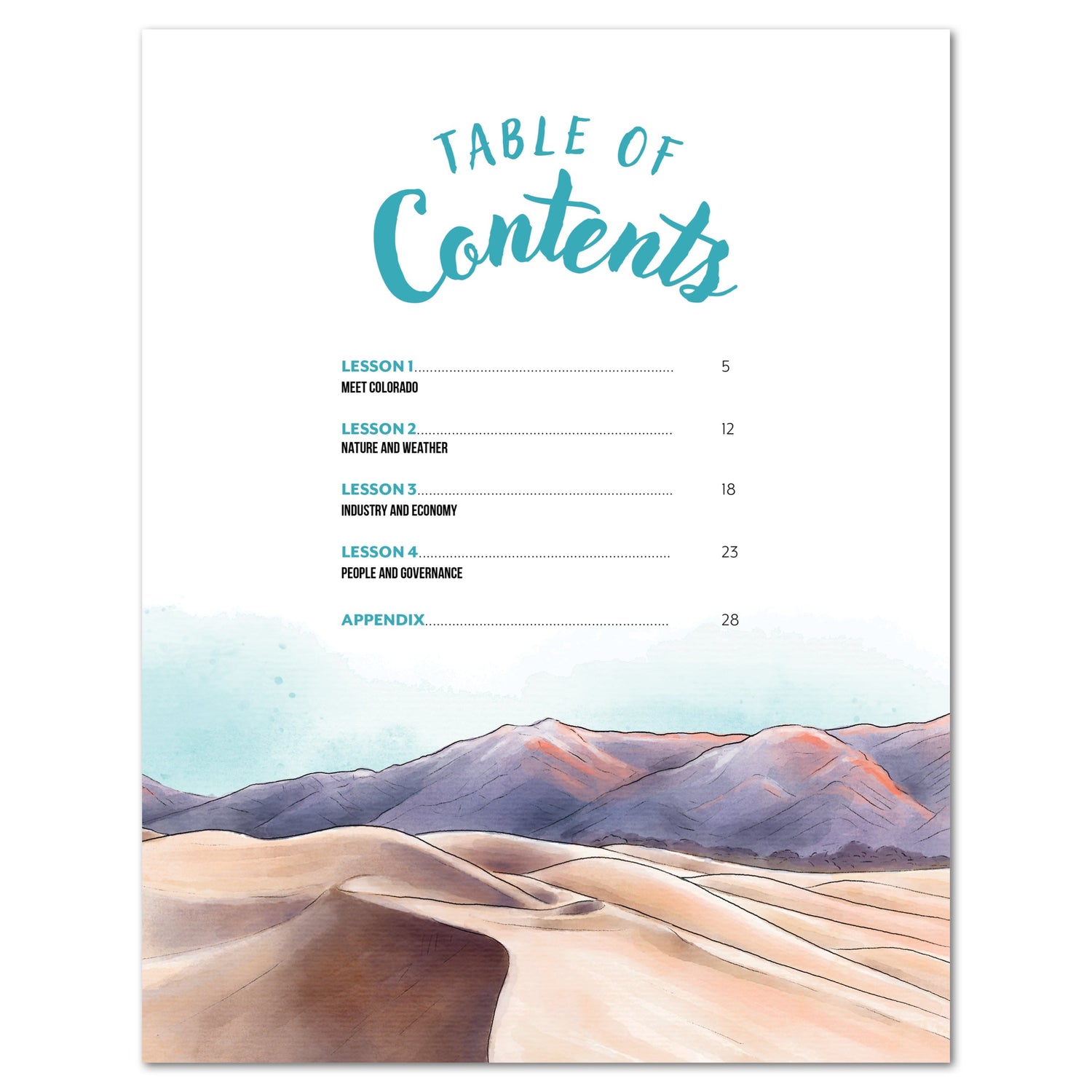 Colorado Fifty States Homeschool Unit Study Digital Teacher's Guide Table of Contents