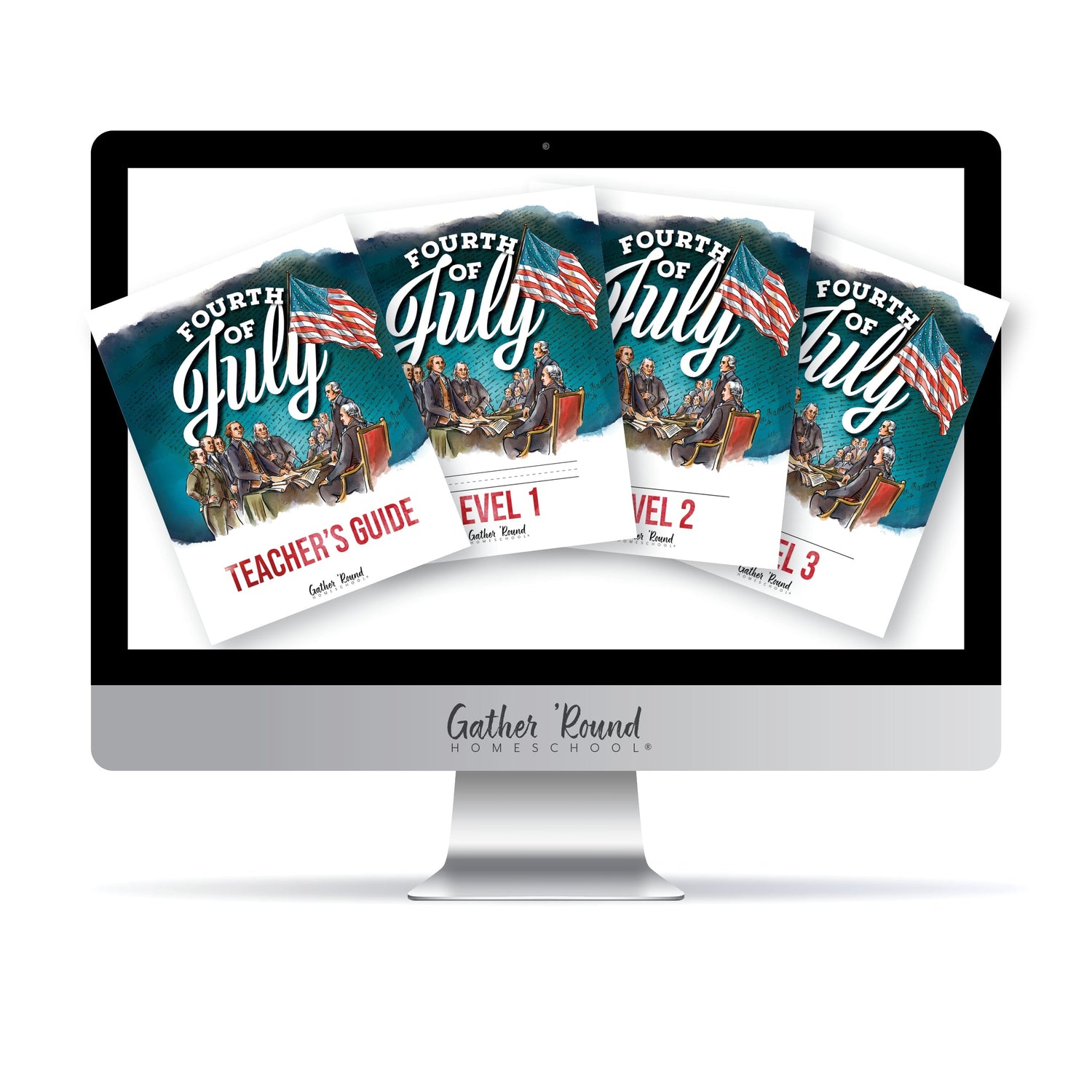 Fourth of July Homeschool Unit Study Digital Complete Family Bundle Teacher's Guide, Level 1, Level 2 and Level 3