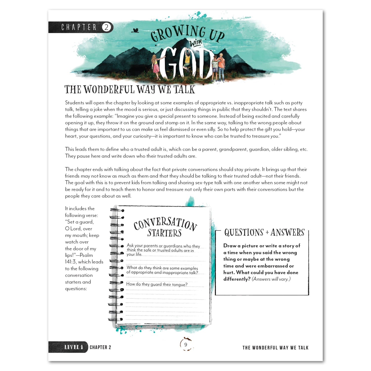 Growing Up with God Homeschool Unit Study Digital Teacher's Companion Chapter 2 The Wonderful Way We Talk