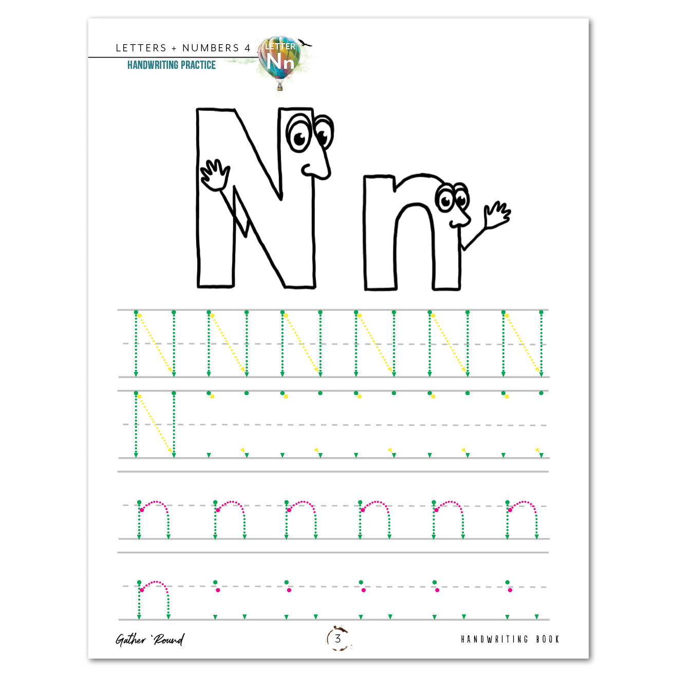 Letters + Numbers 4 In The Air Digital Handwriting Book Letter Nn Practice