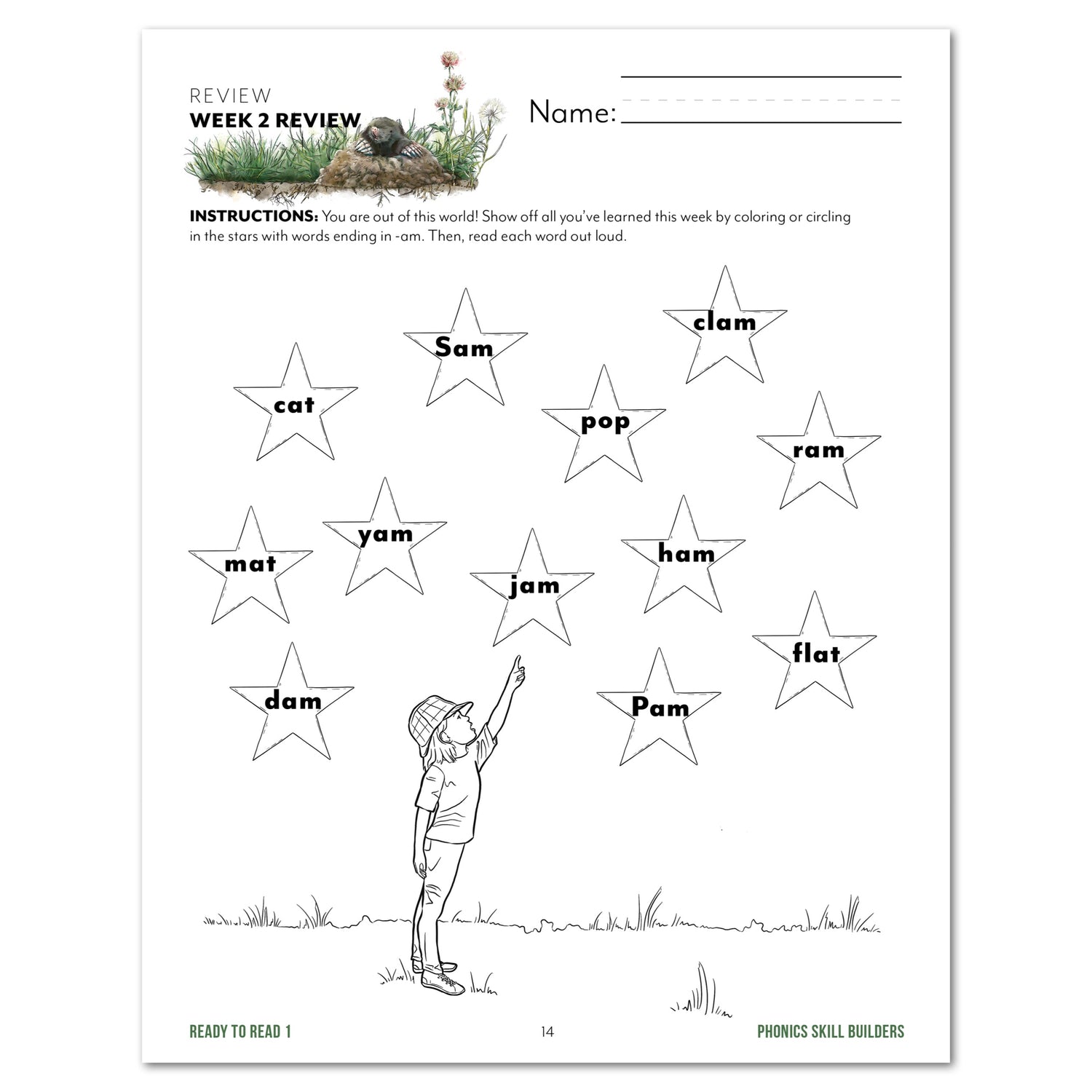 Ready to Read 1 Burrows and Holes Homeschool Unit Study Digital Phonics Skill Builders Week 2 Review