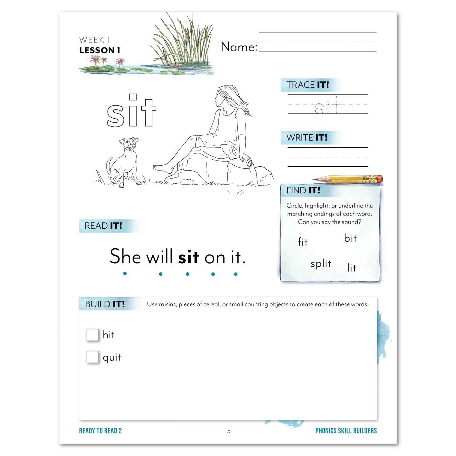 Ready to Read 2 At The Pond Homeschool Unit Study Digital Phonics Skill Builders Week 1 Lesson 1