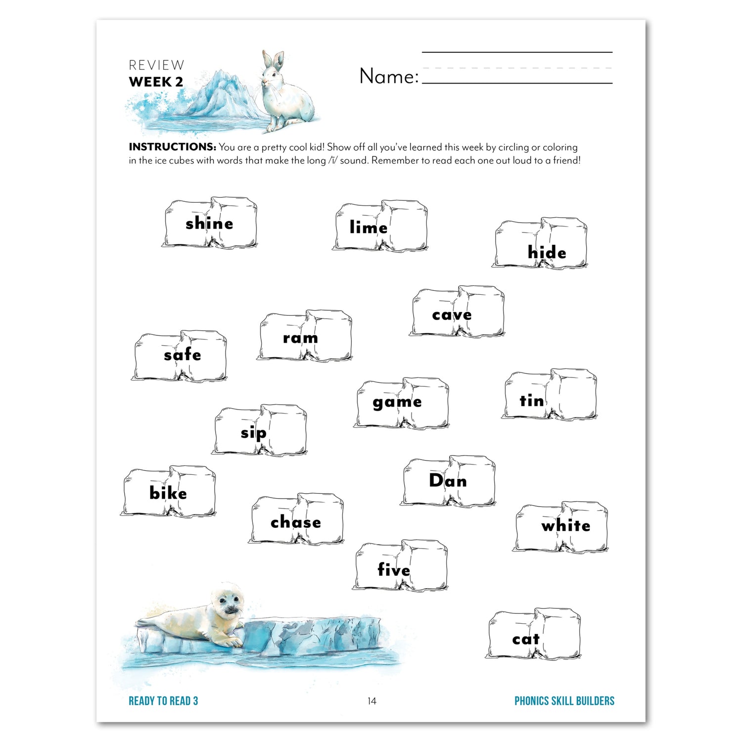 Ready to Read 3 At Ice + Snow Homeschool Unit Study Digital Phonics Skill Builders Week 2 Review