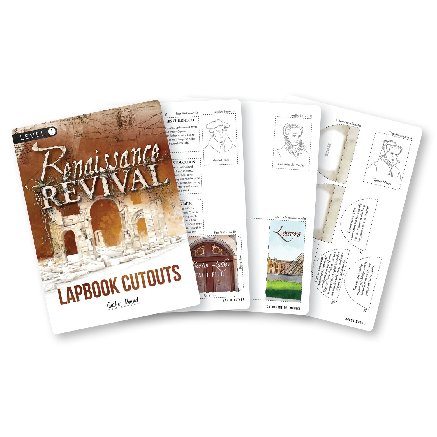 Renaissance and Revival Homeschool Unit Study Digital Bundle Lapbook Instructions Level 1 Lapbook Cutouts