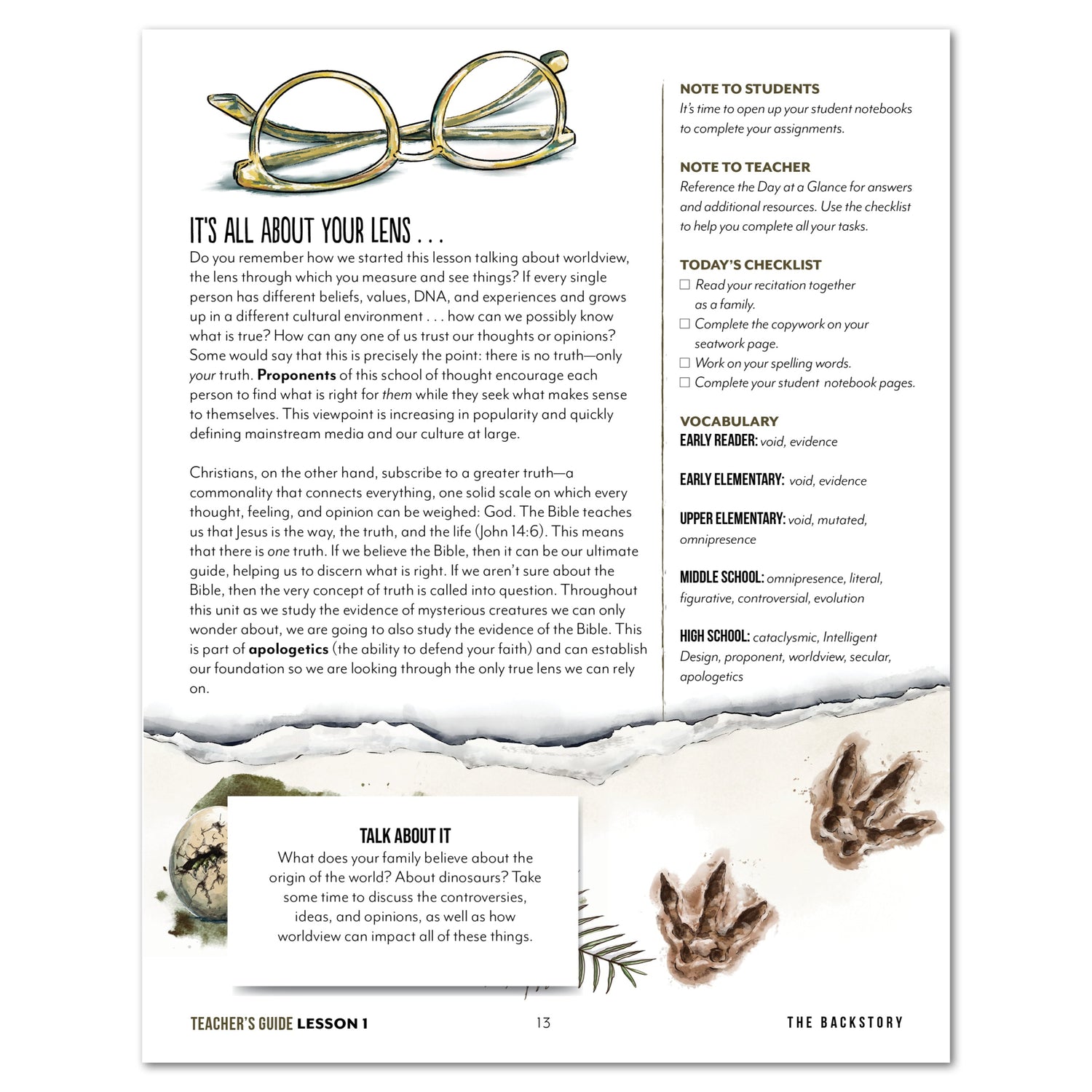 Dinosaurs Homeschool Unit Study Digital Teacher's Guide Lesson 1 The Backstory Part 2