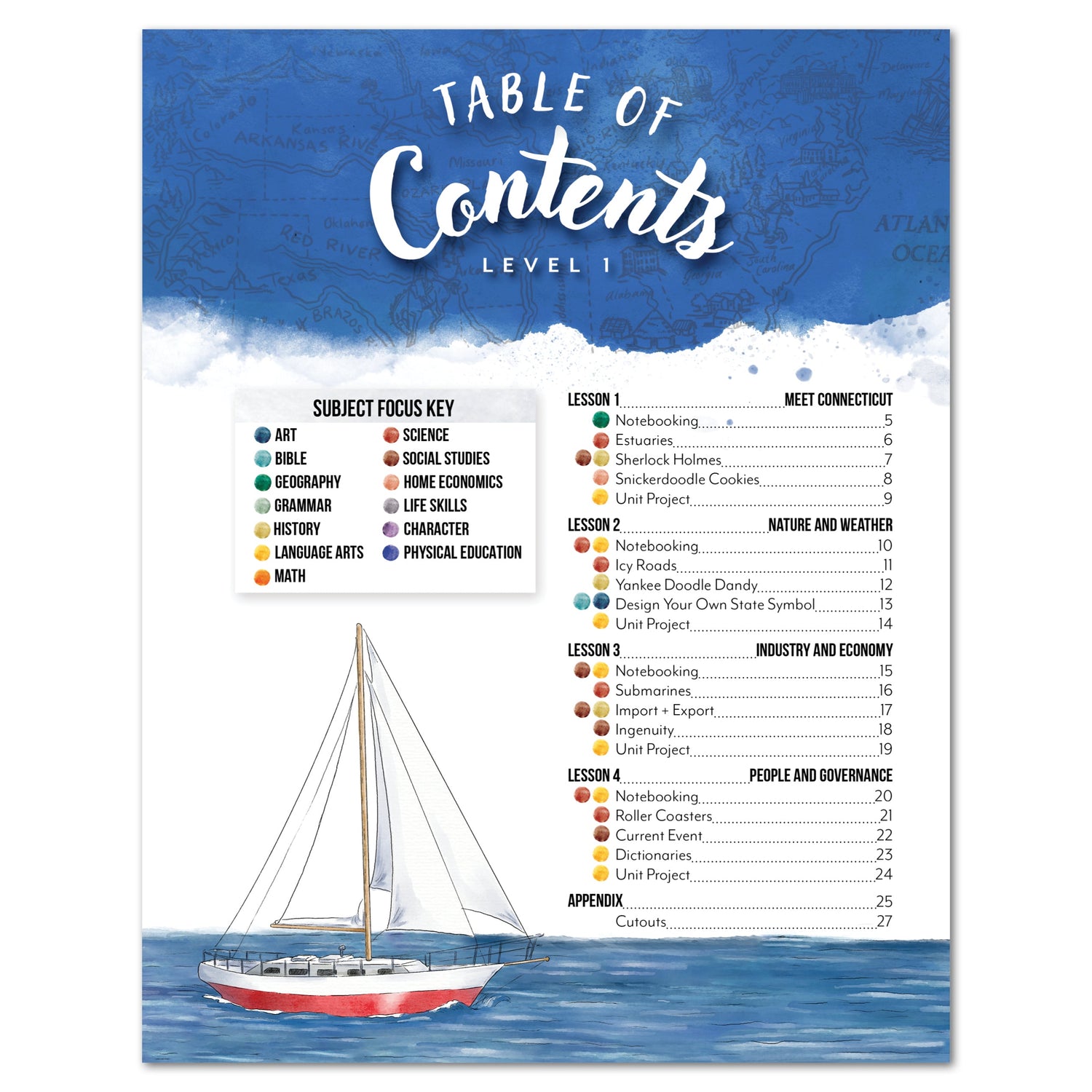 Connecticut Fifty States Homeschool Unit Study Digital Student Book Level 1 Table of Contents