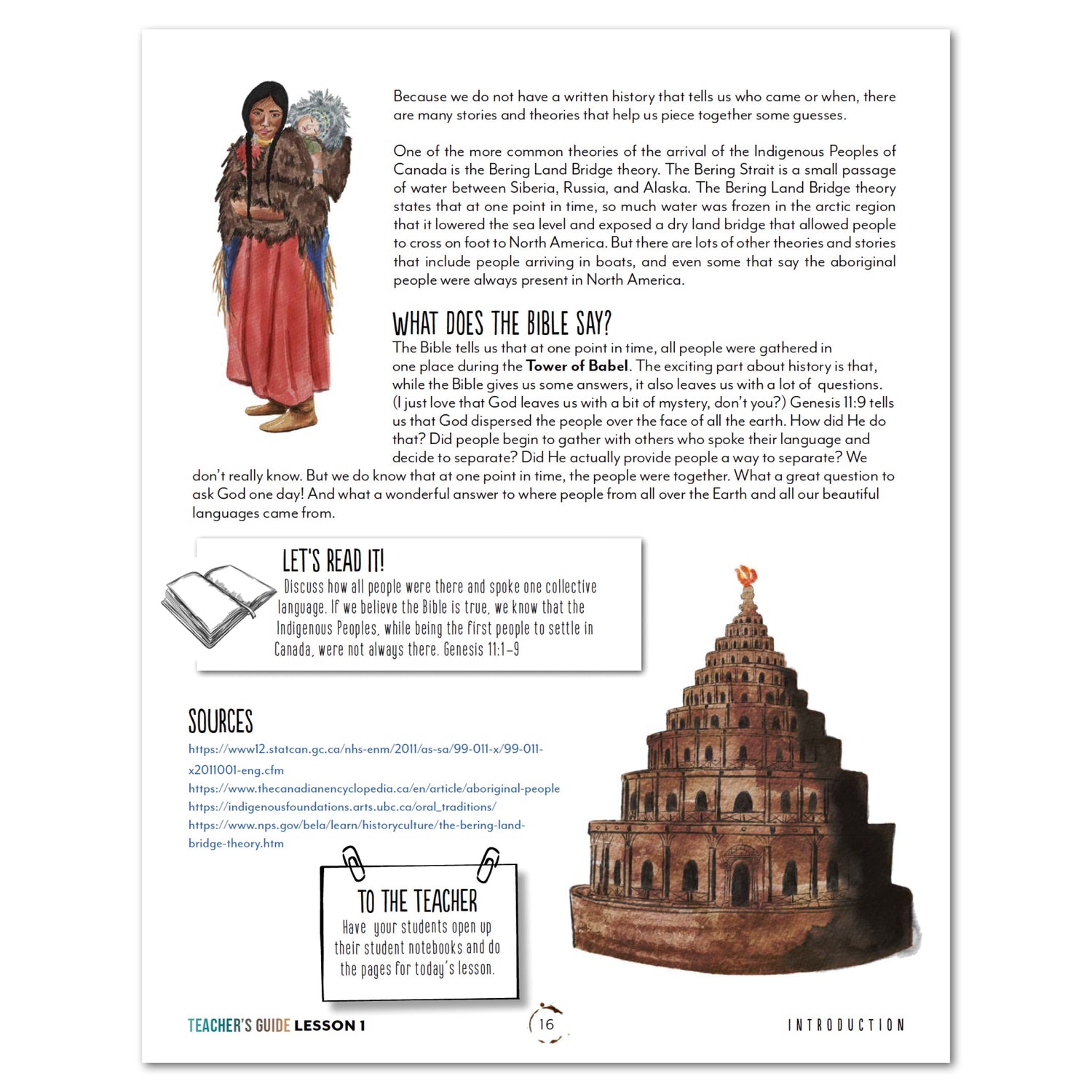 Indigenous Peoples homeschool unit study digital teacher's guide lesson one part two