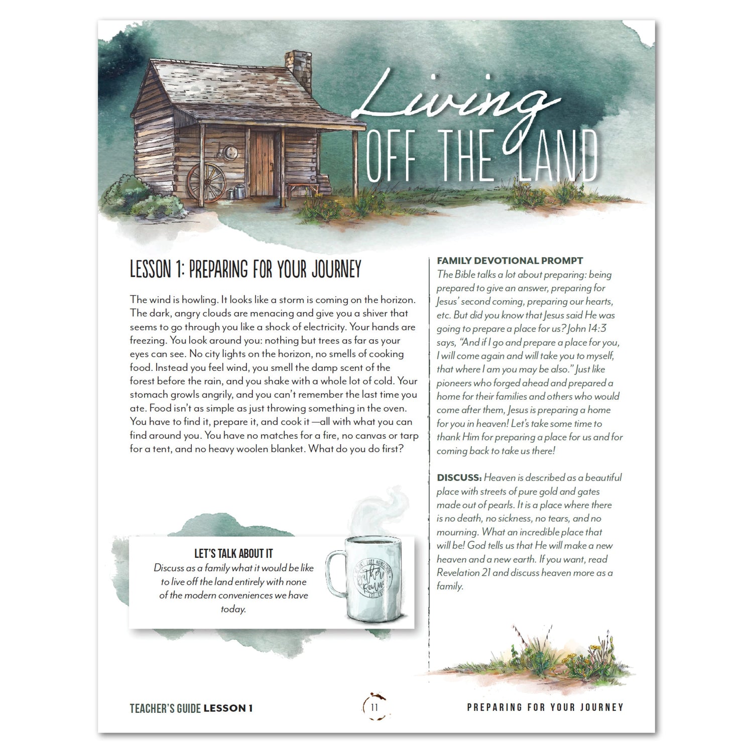 Living Off the Land homeschool unit study digital Teacher's Guide lesson part one