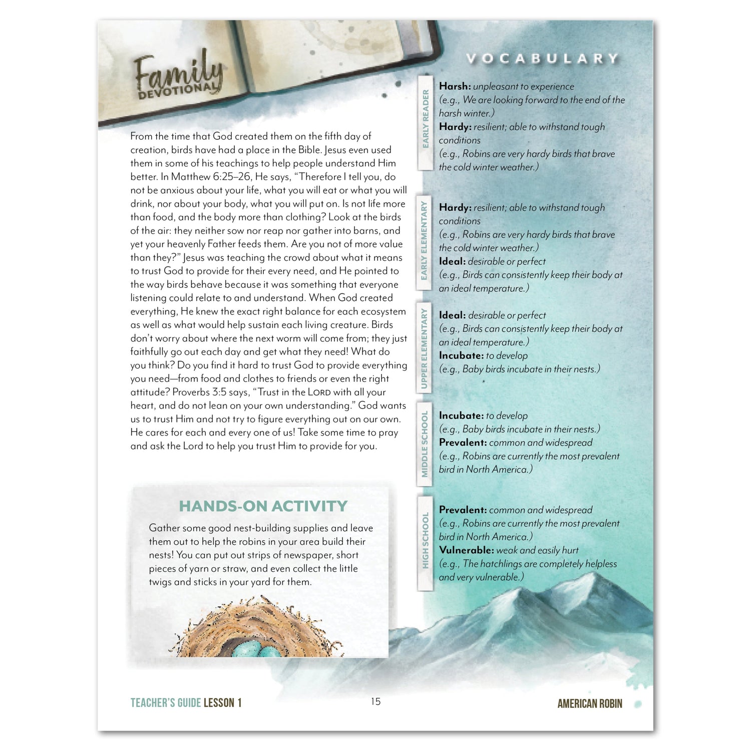 North American Birds part two homeschool unit study digital teacher's guide lesson one part two