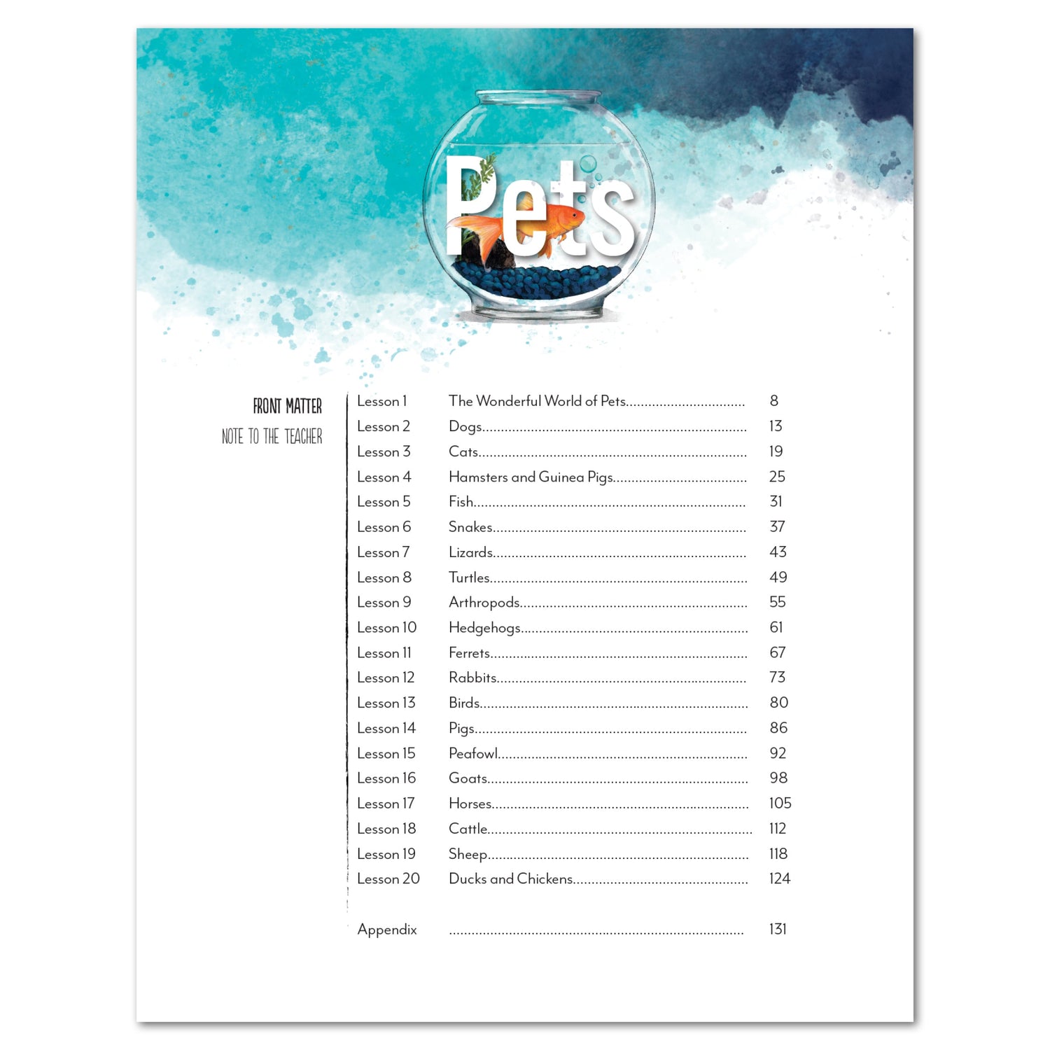 Pets homeschool unit study digital level teacher's guide table of contents