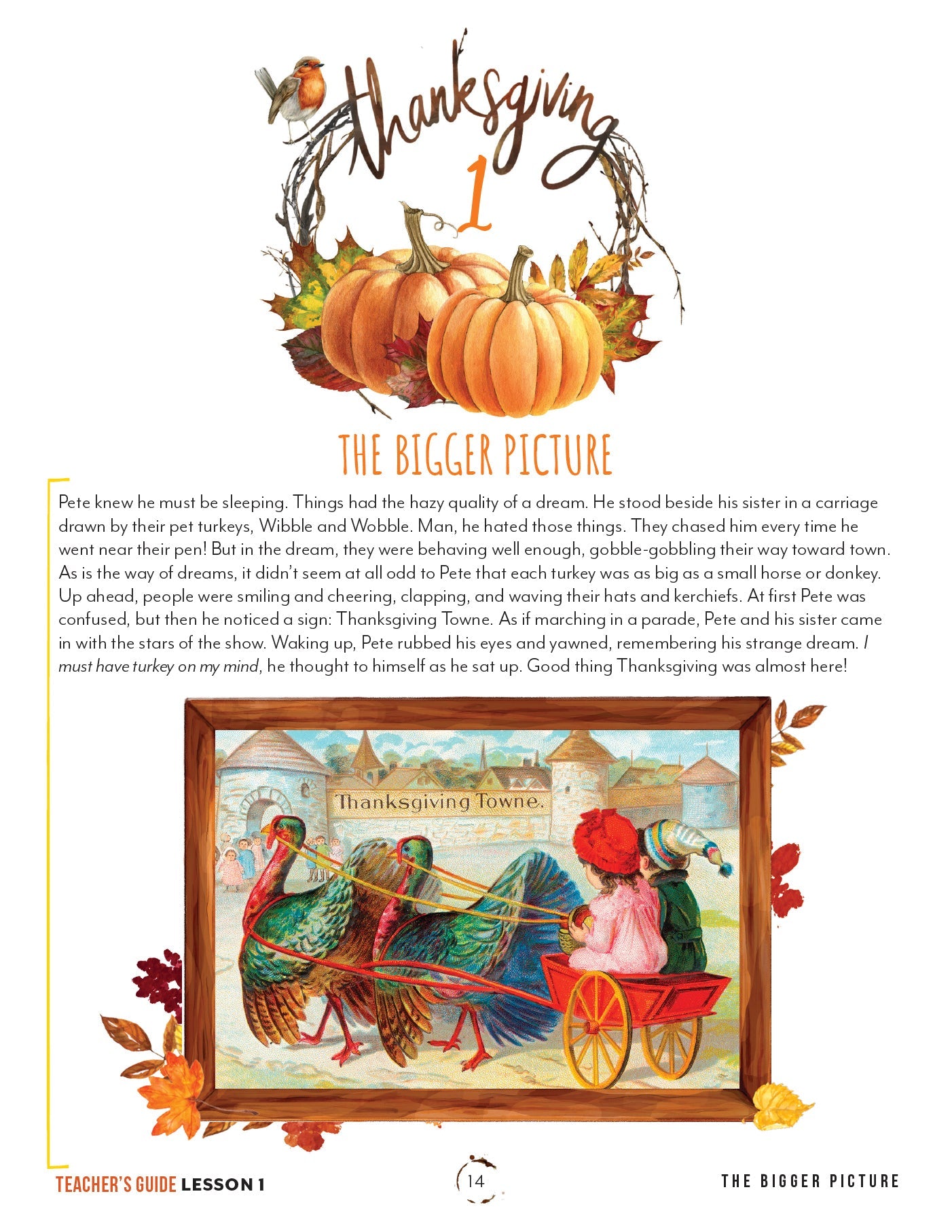Thanksgiving Homeschool Unit Study Digital Download Teacher's Guide Lesson 1 The Bigger Picture Part 1