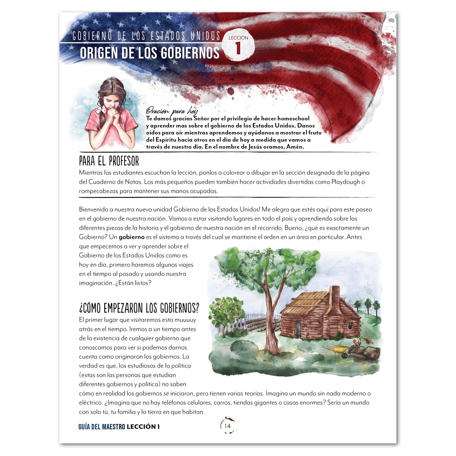 US Government Spanish Edition Homeschool Unit Study Digital Download Teacher's Guide Lesson 1 Part 1