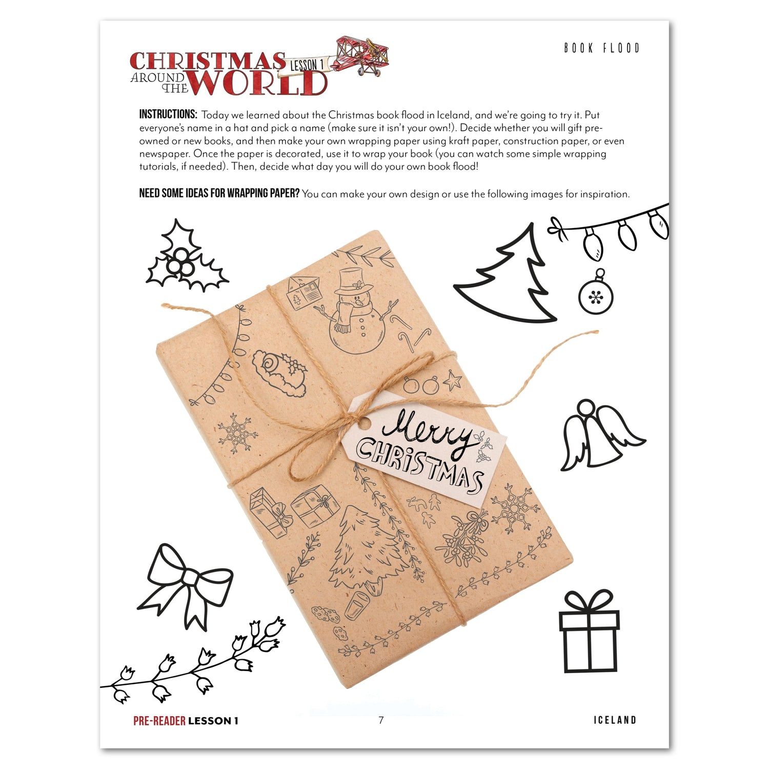 Christmas Around the World Homeschool Unit Study Digital Pre-Reader Student Book Lesson 1 Book Flood