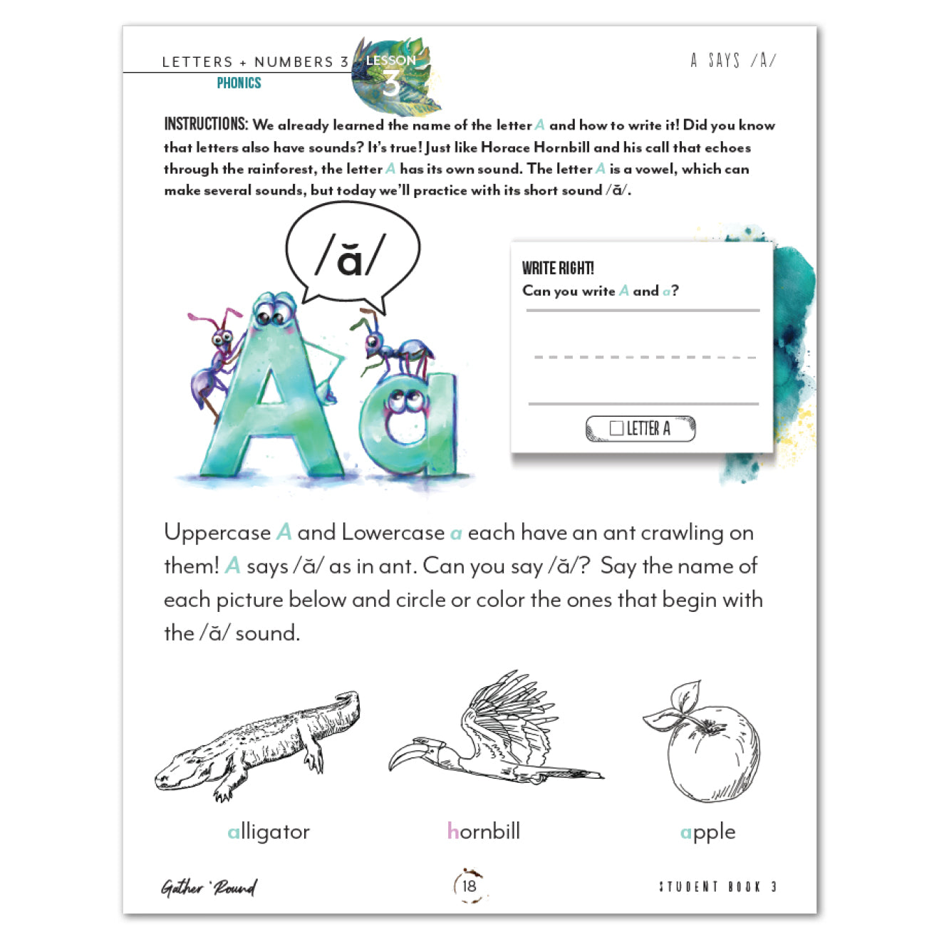 Letters + Numbers 3 In The Jungle Digital Student Book 3 Lesson 3 Phonics A says /A/
