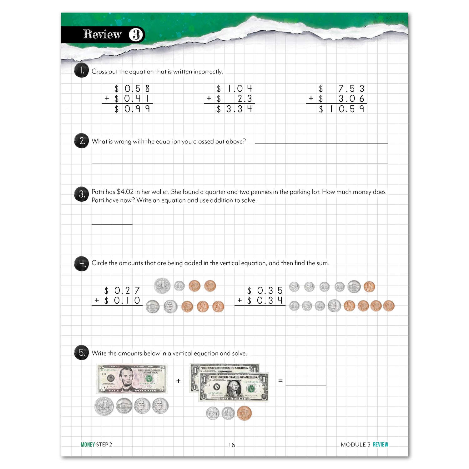 Money Modular Math step 2 printed book module 3 review