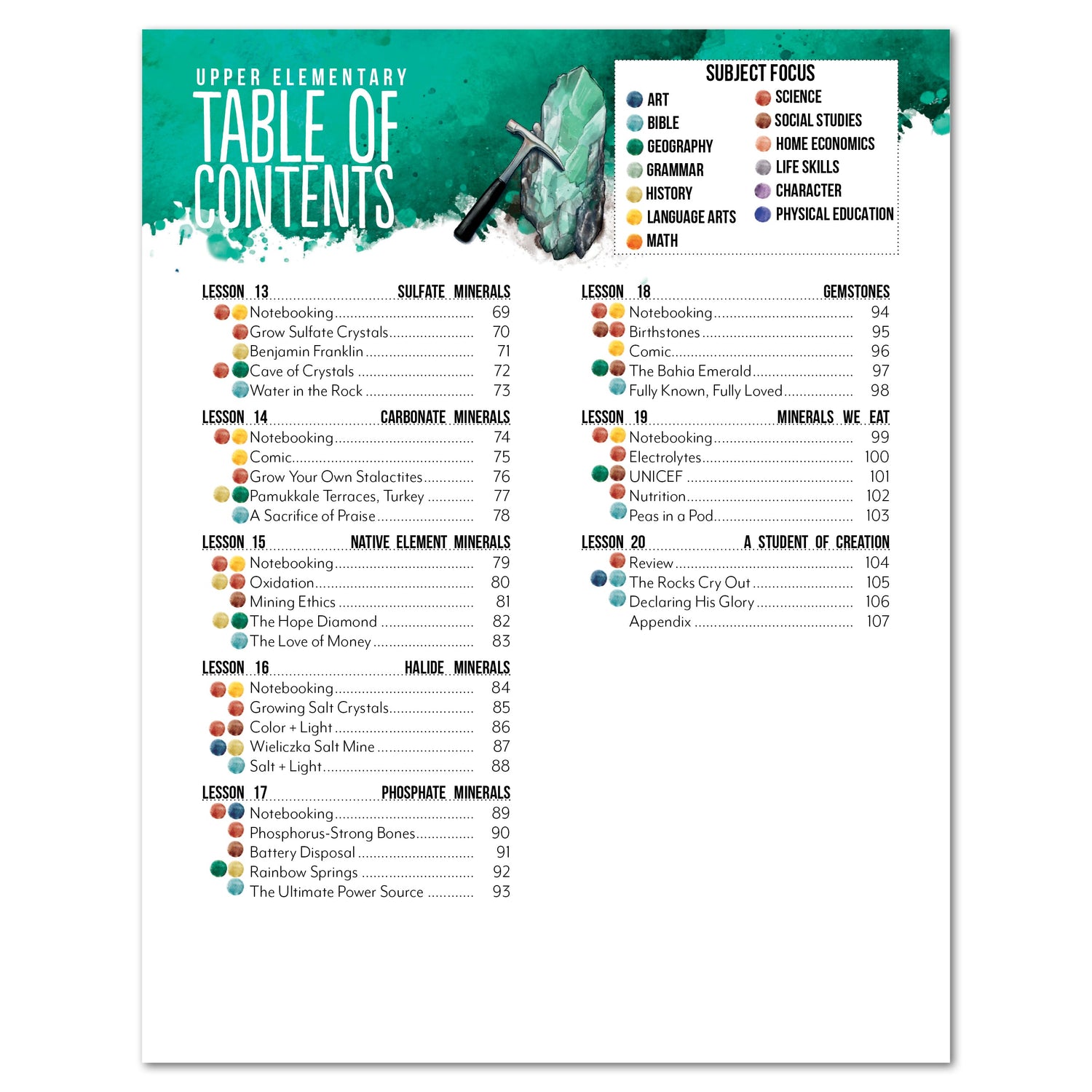 Rocks + Minerals homeschool unit study digital upper elementary table of contents part two