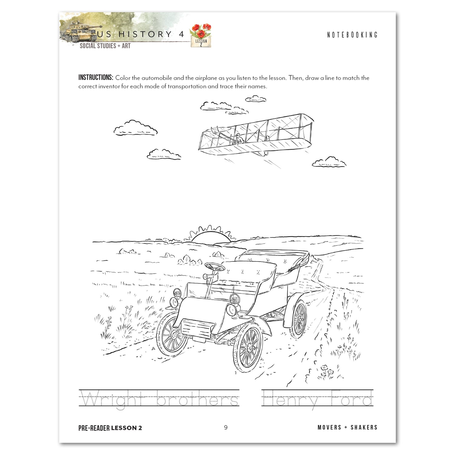 US History 4: War & Reformation: 1900-1945 Homeschool Unit Study Digital Pre-Reader Student Book Lesson 2 Notebooking
