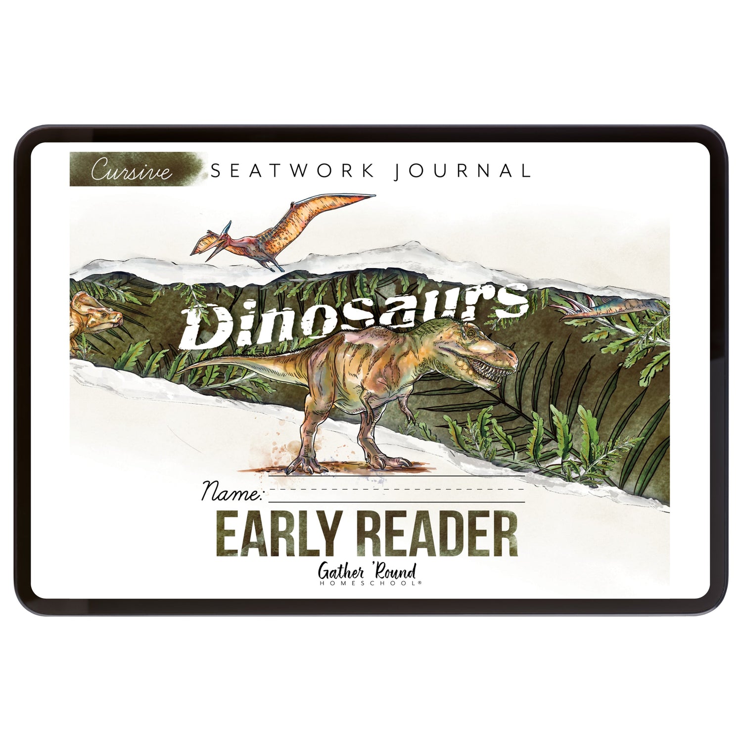 Dinosaurs Homeschool Unit Study Digital Seatwork Journal Cursive Early Reader