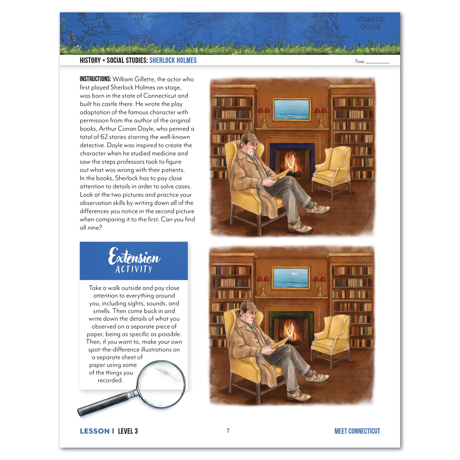Connecticut Fifty States Homeschool Unit Study Digital Student Book Level 3 Lesson 1 Page