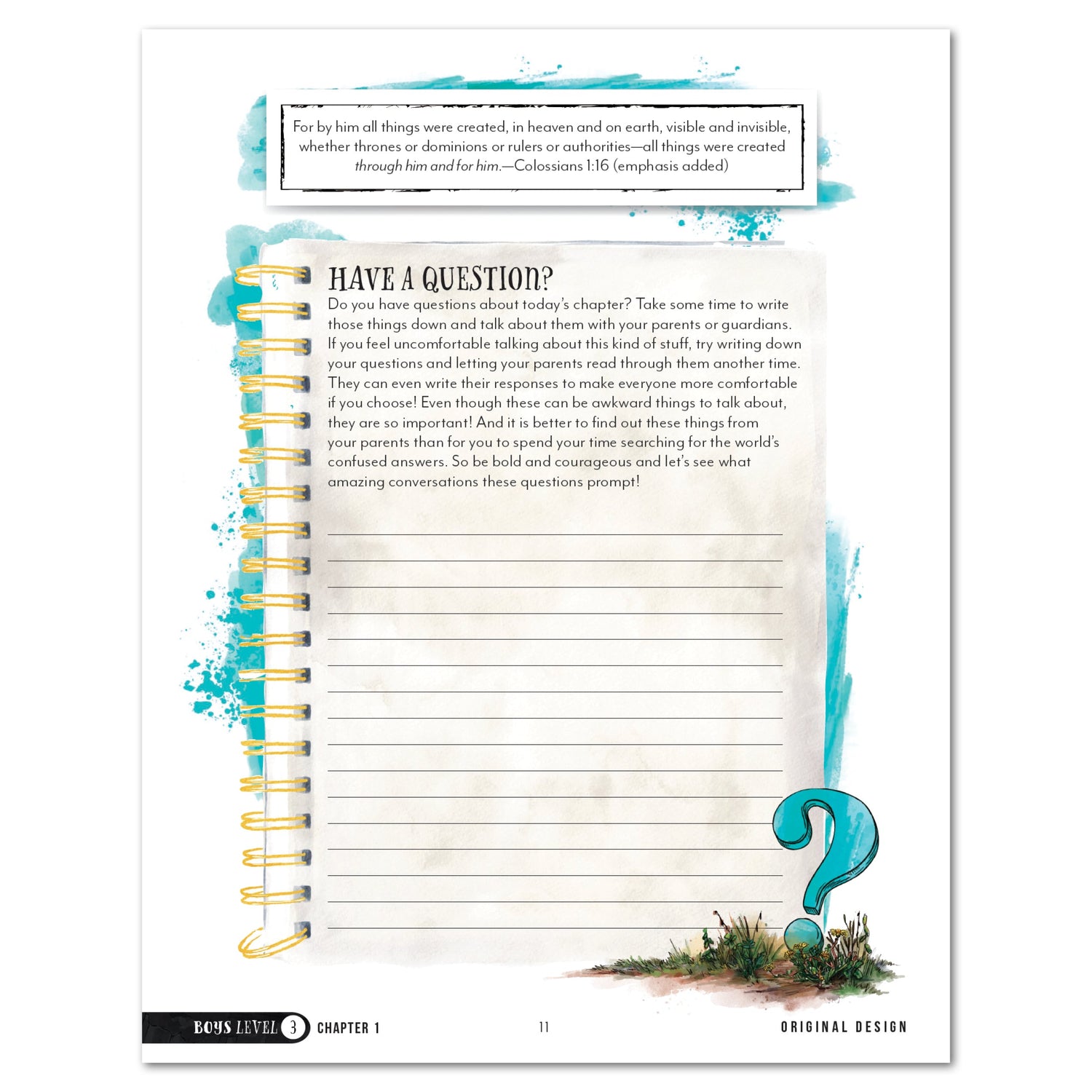 Growing Up with God Homeschool Unit Study Digital Boys Student Book Level 3 Chapter 1 Original Decision