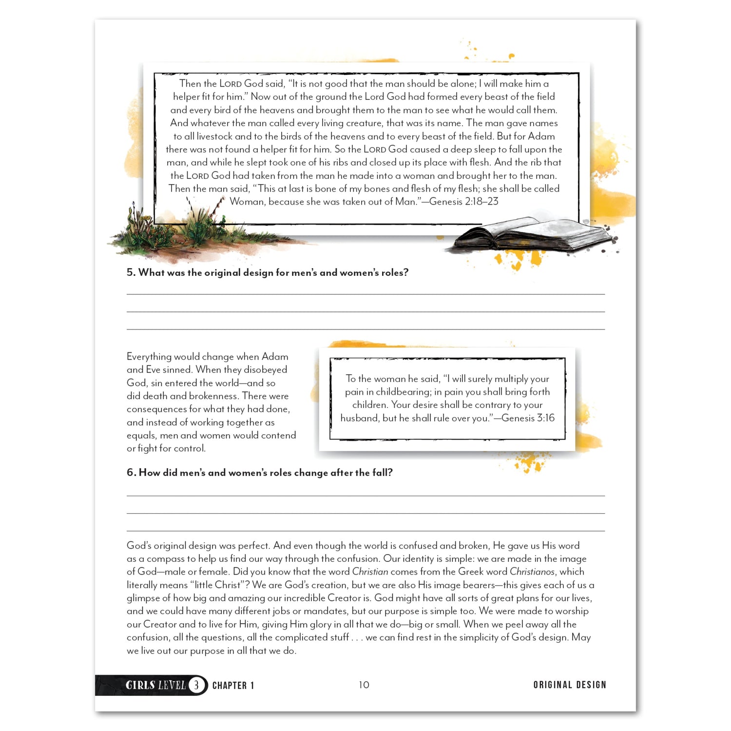 Growing Up with God Homeschool Unit Study Digital Girls Student Book Level 3 Chapter 1 Original Decision