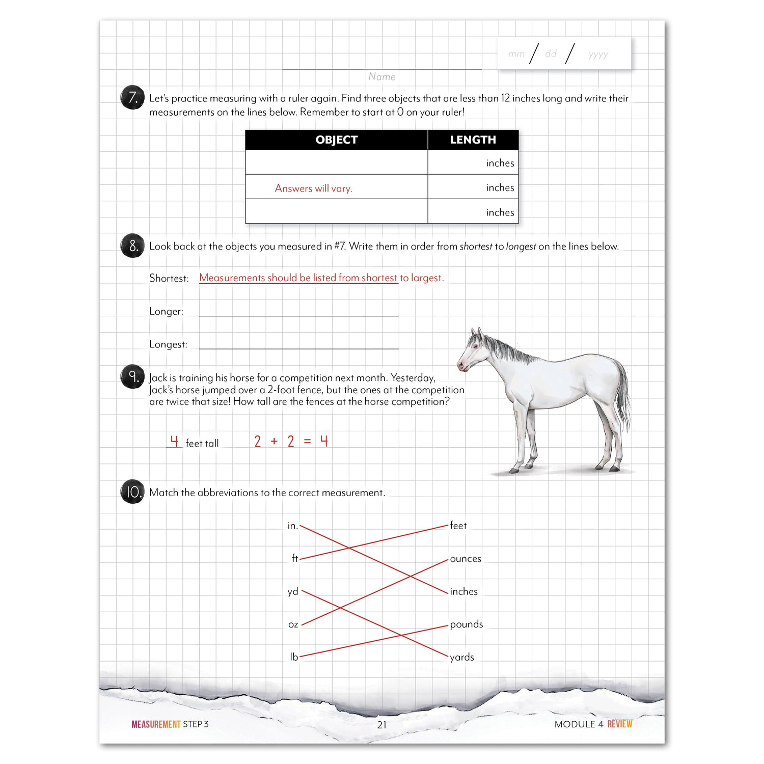 Measurement Step 3 modular math homeschool printed book module 4 review