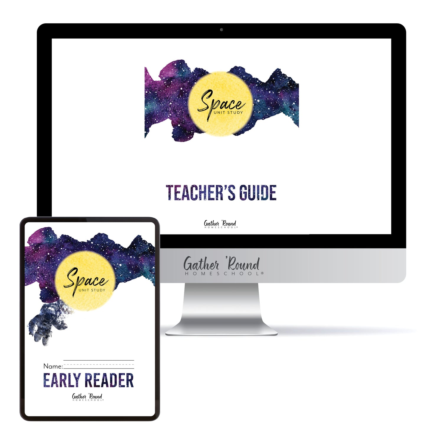 Space homeschool unit study digital student workbook in Early Reader with Teacher's Guide bundle