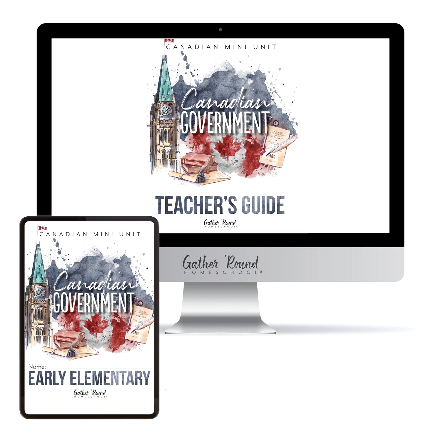 Canadian Government Homeschool Unit Study Digital Bundle Teacher's Guide and Early Elementary Student Book