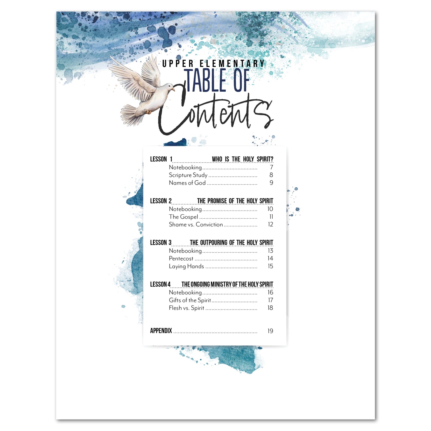 Pentecost Homeschool Unit Study Digital Upper Elementary Table of Contents