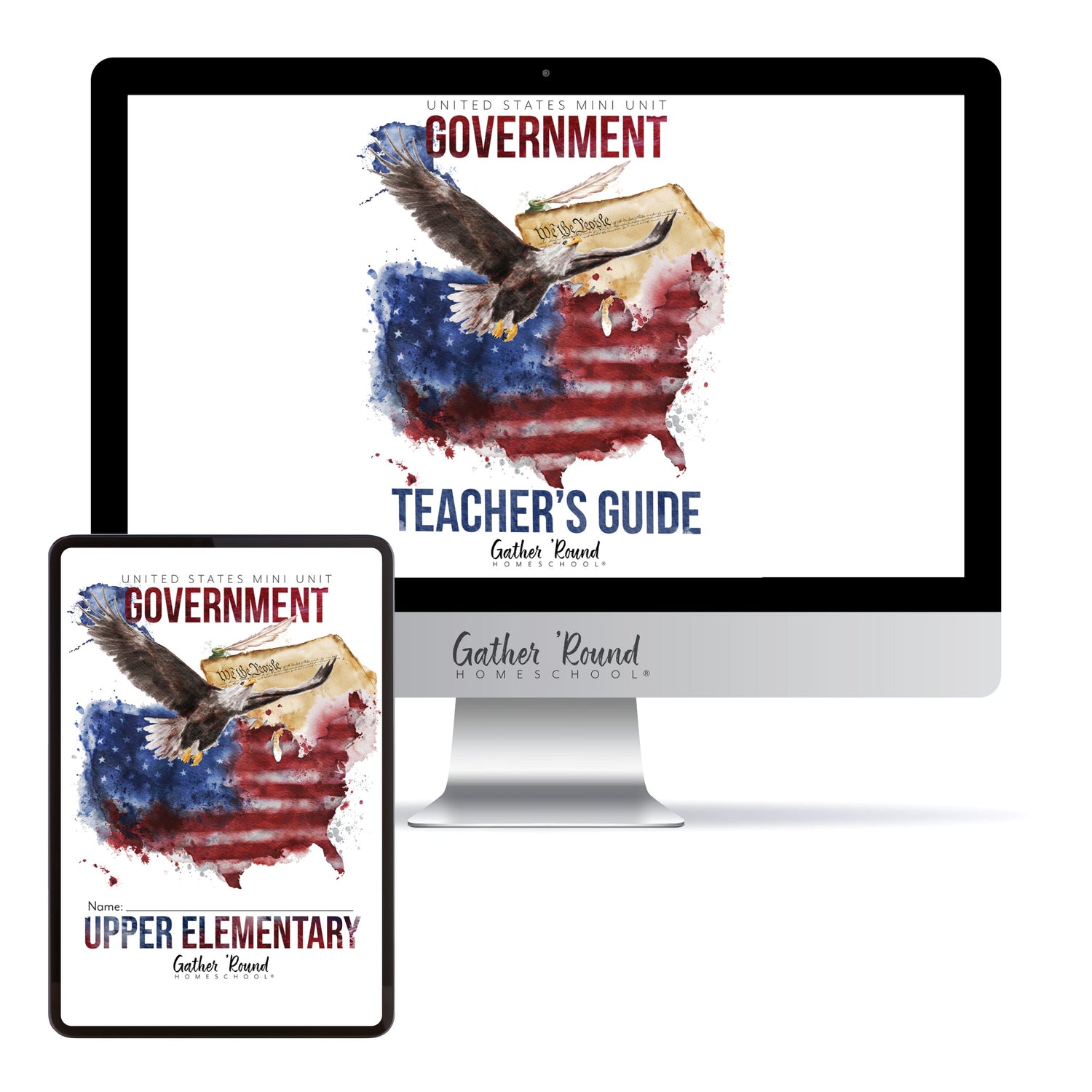 US Government Homeschool Study Unit Digital Bundle Teacher's Guide and Upper Elementary Student Book