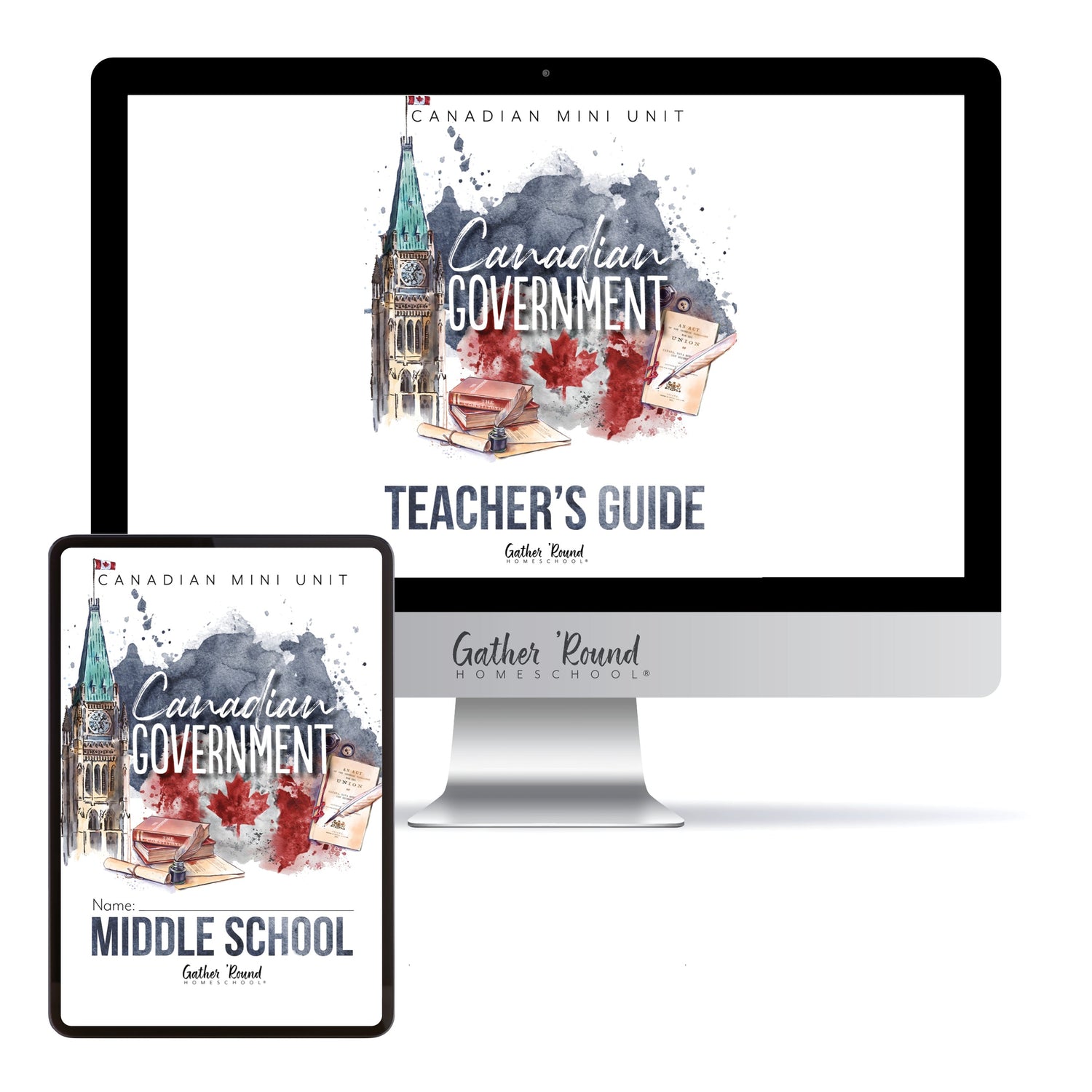 Canadian Government Homeschool Unit Study Digital Bundle Teacher's Guide and Middle School Student Book