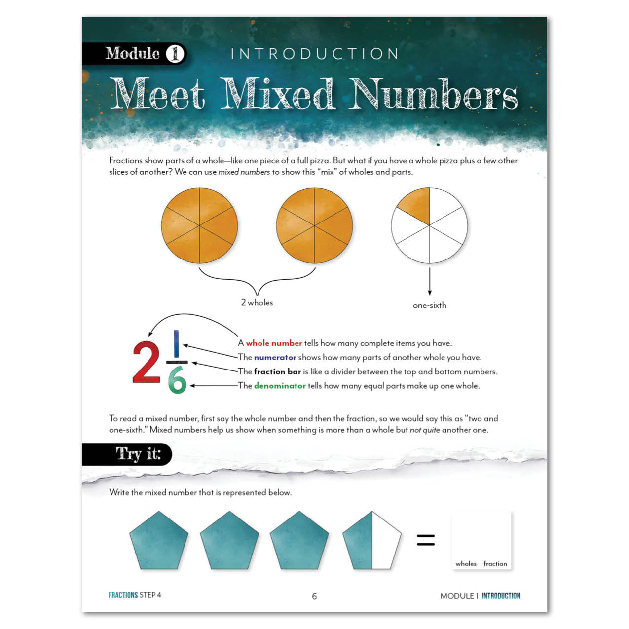 Fractions worksheet about mixed numbers