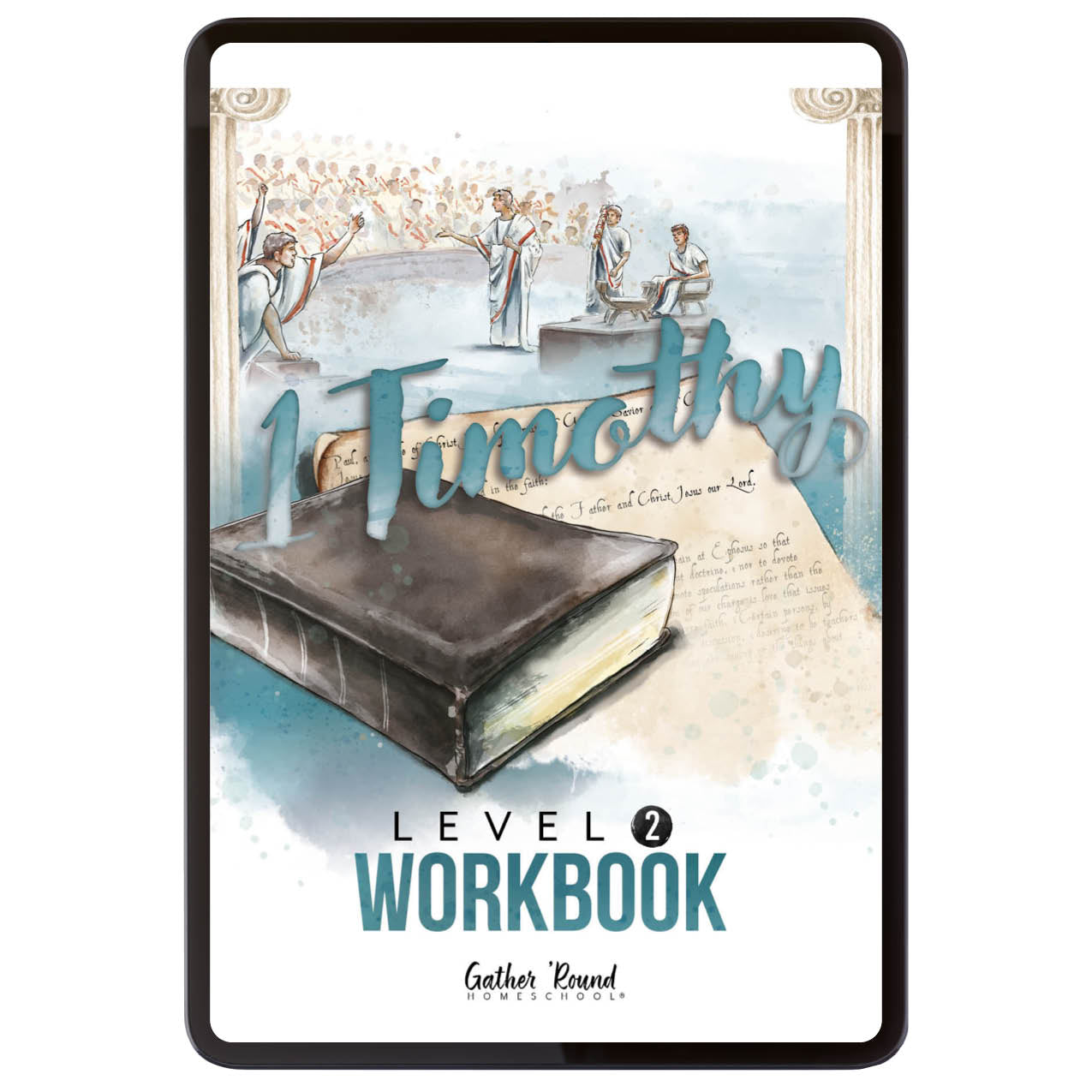 1 Timothy Level 2 digital Workbook cover with artistic design and text.