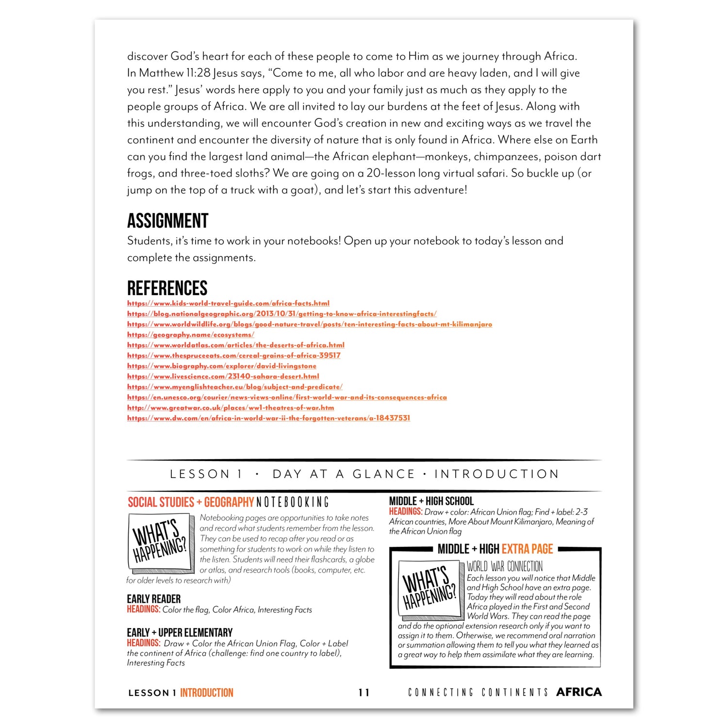 Africa homeschool unit study printed teacher guide introduction lesson plan part two