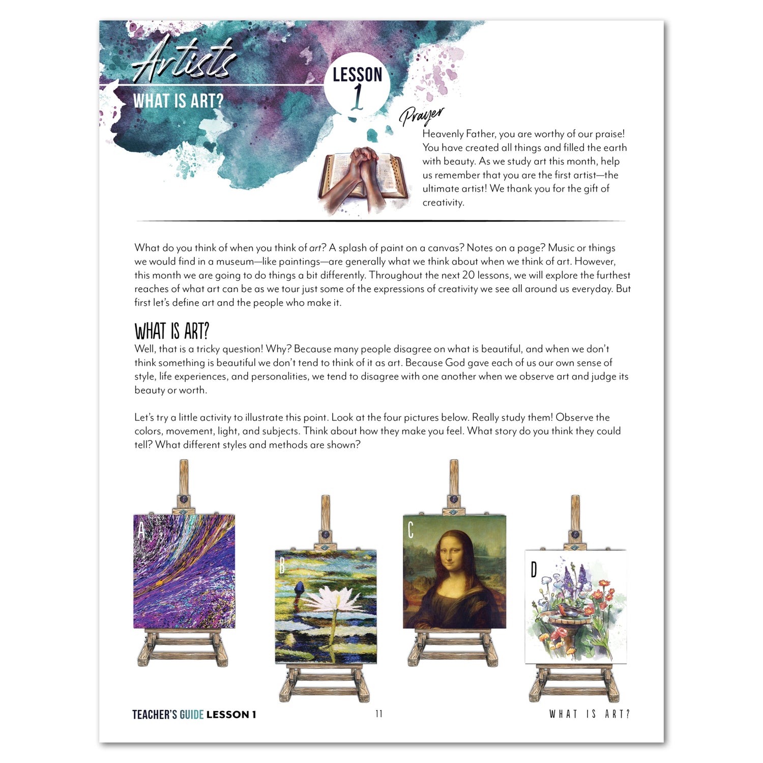 Artist Homeschool Unit Study Digital Teacher's Guide Lesson 1 Part 1