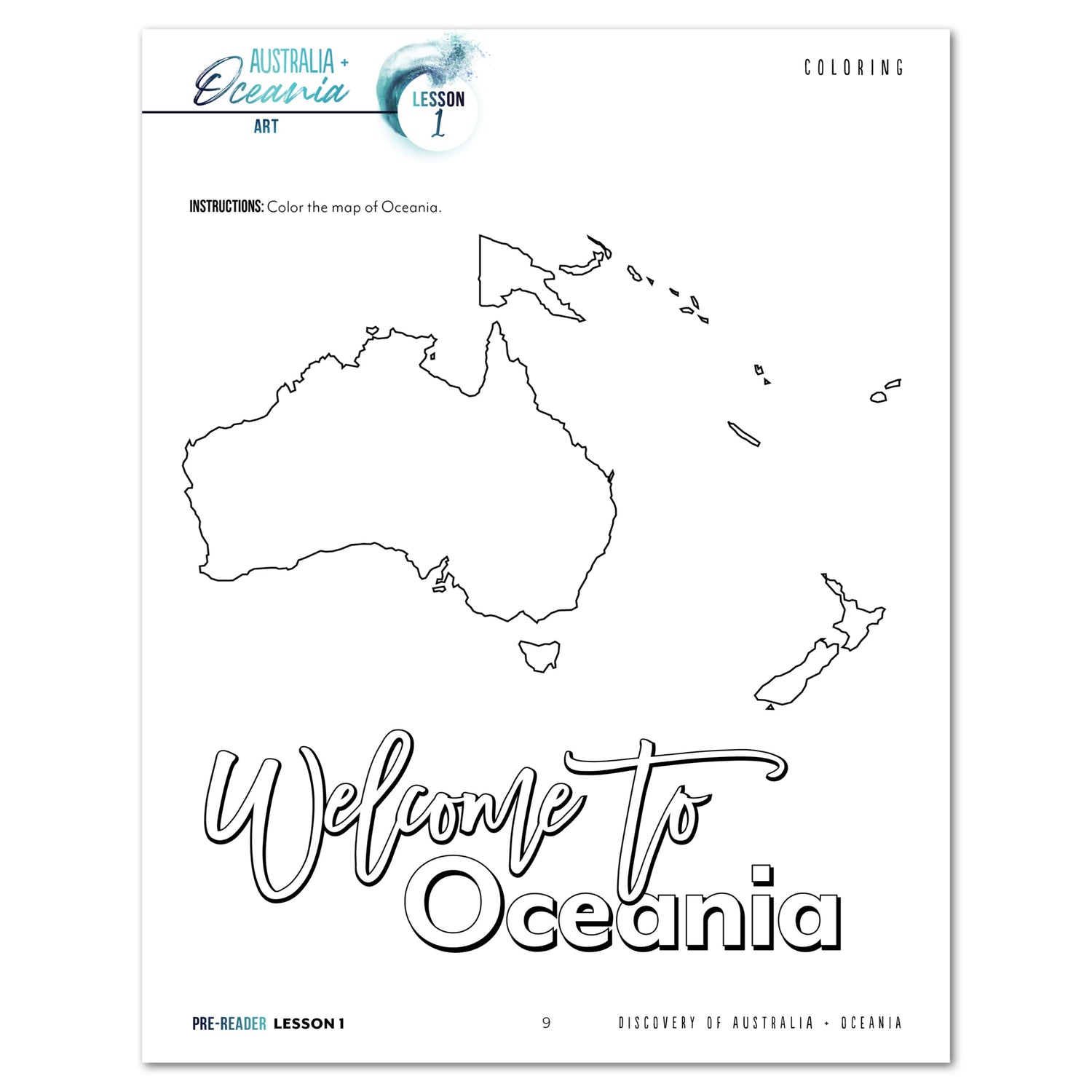Australia + Oceania Homeschool Study Unit Digital Bundle Pre-Reader Student Book Daily Lesson 1
