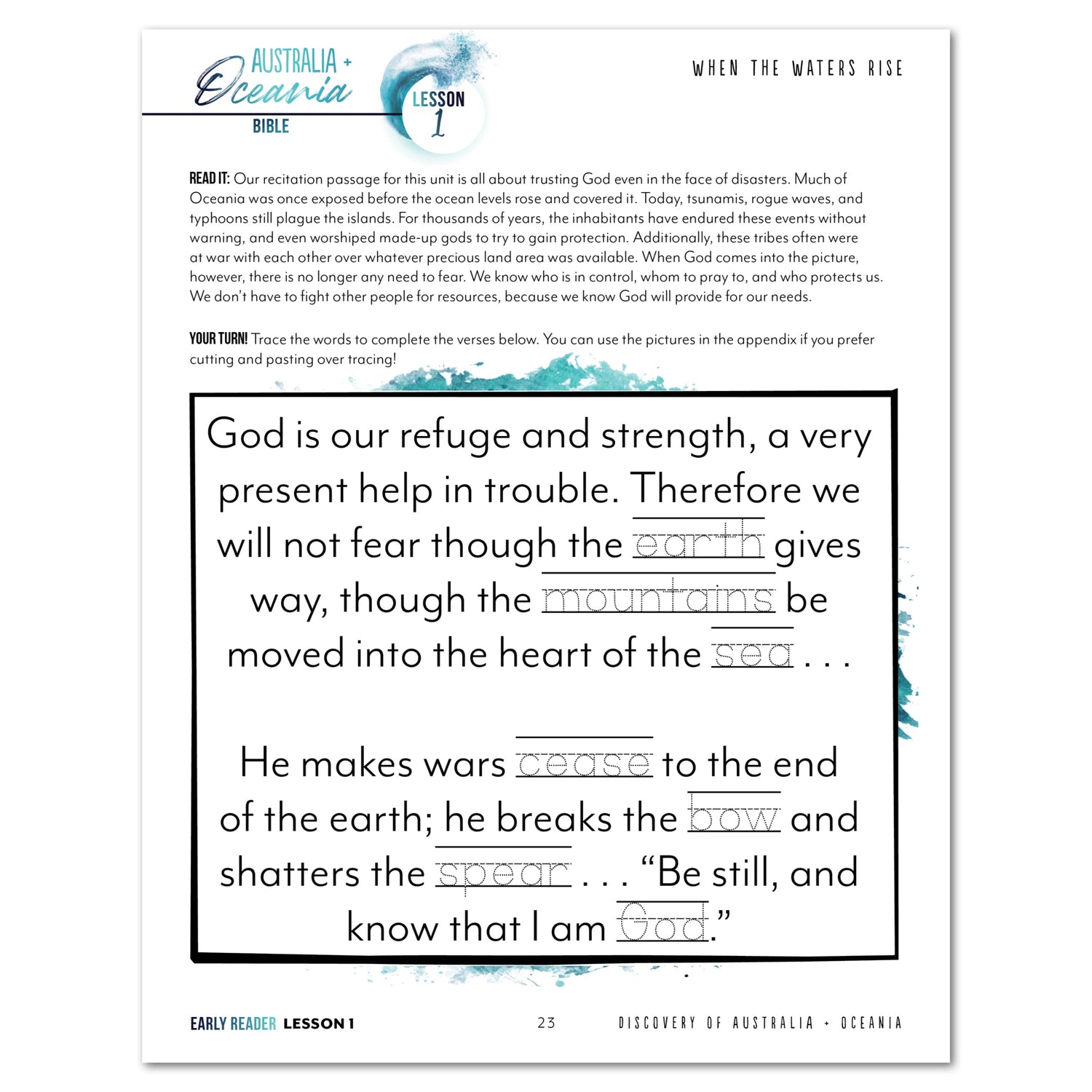 Australia + Oceania Homeschool Study Unit Digital Bundle Teacher's Guide and Early Reader Student Book Daily Lesson 1
