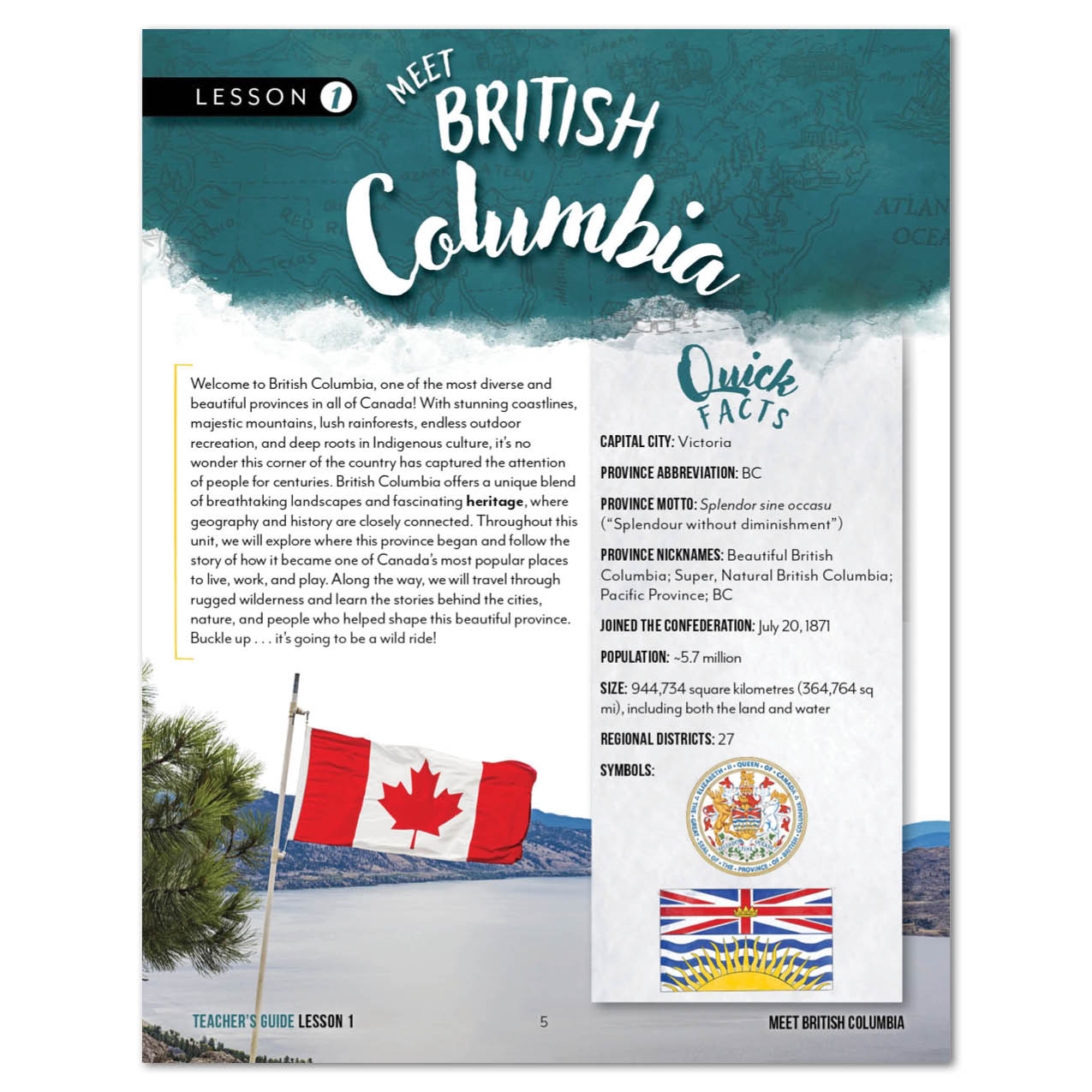 British Columbia Homeschool Unit Study Digital Teacher's Guide Daily Lesson 1 Part 1