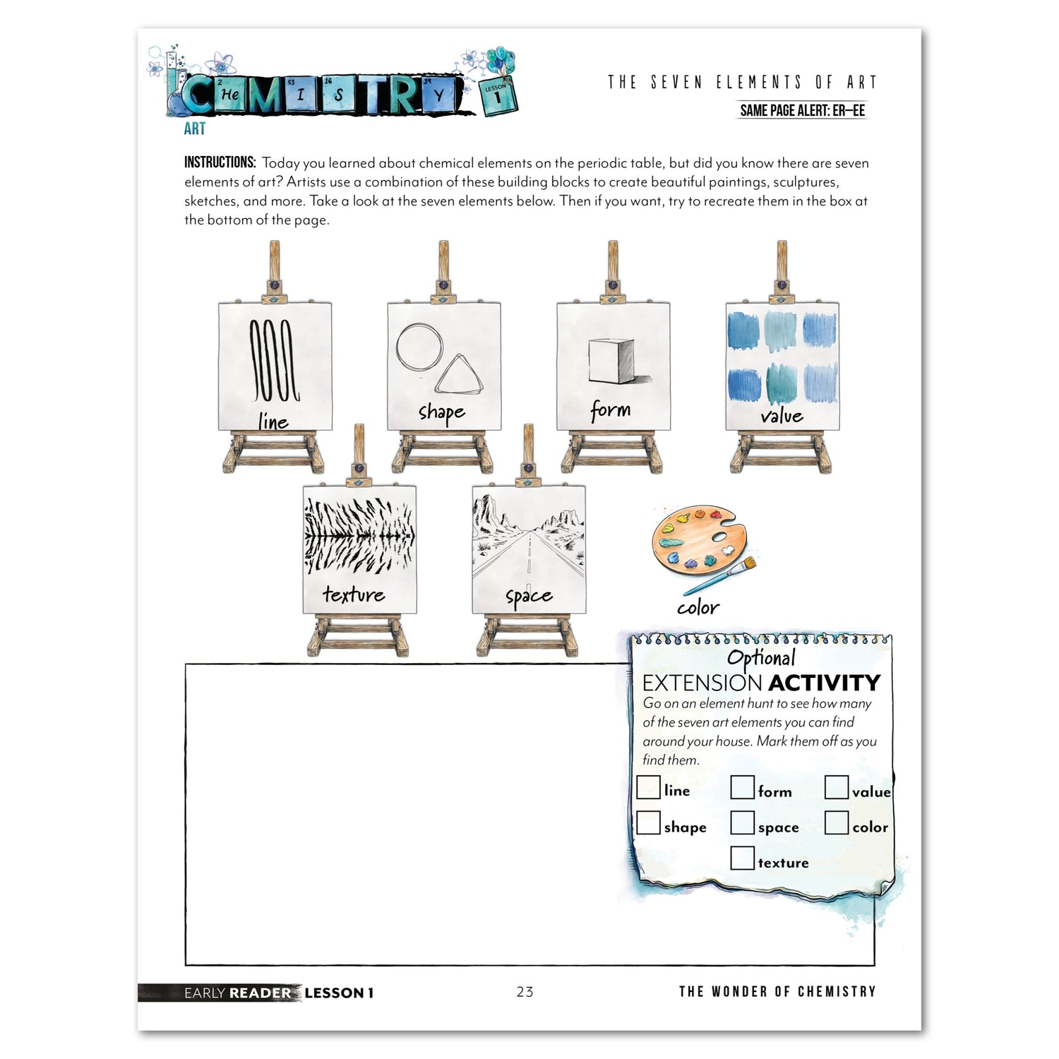 Chemistry Homeschool Unit Study Digital Early Reader Lesson 1 The Seven Elements of Art