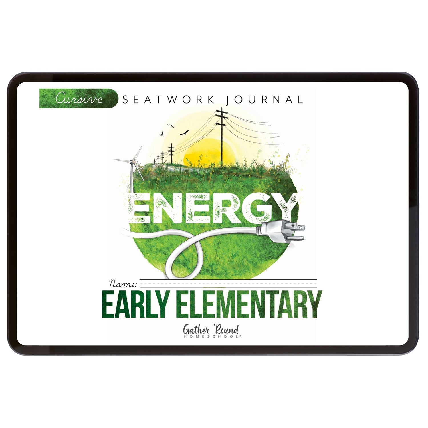 Energy Homeschool Unit Study Digital Seatwork Journal Cursive Early Elementary Student Book