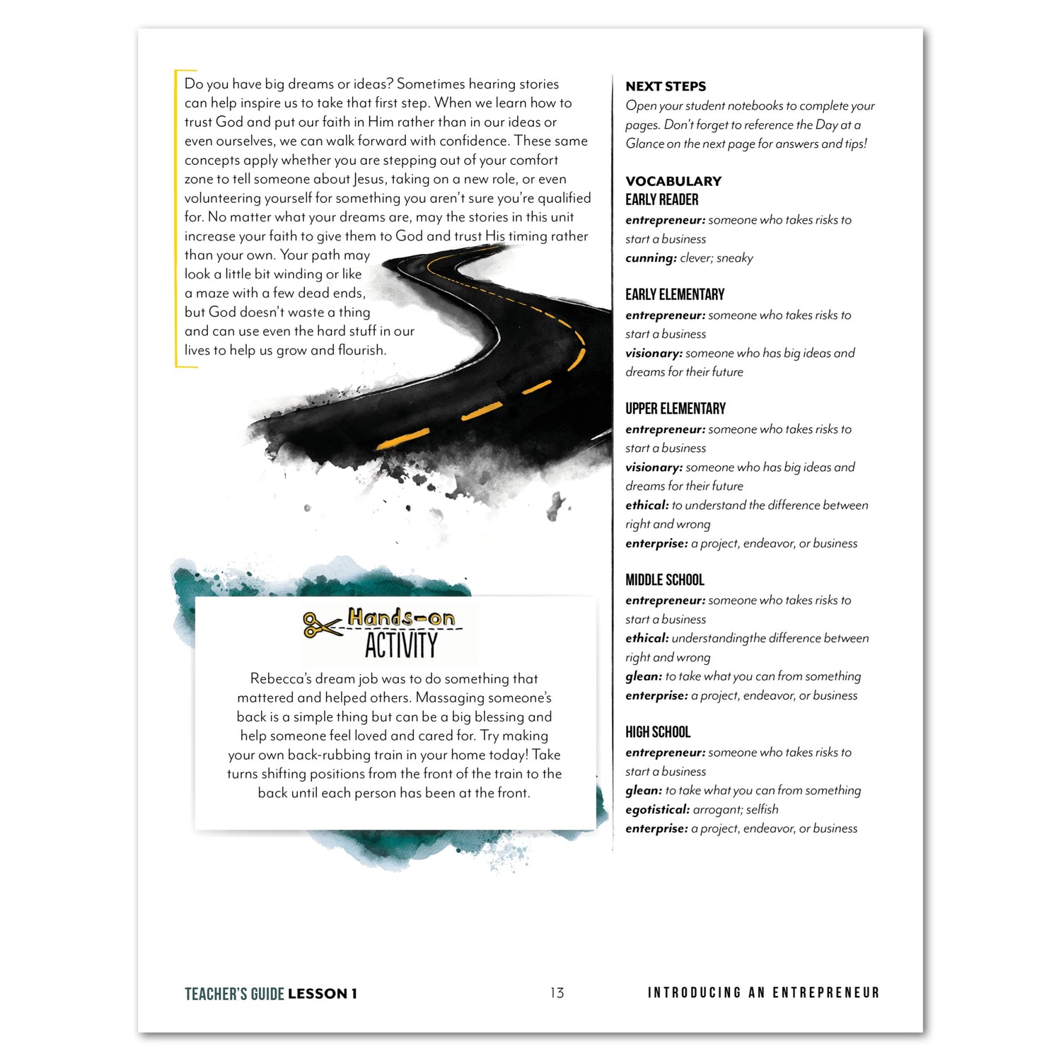 Entrepreneurship Homeschool Unit Study Digital Teacher's Guide Lesson 1 Introducing an entrepreneur Part 2