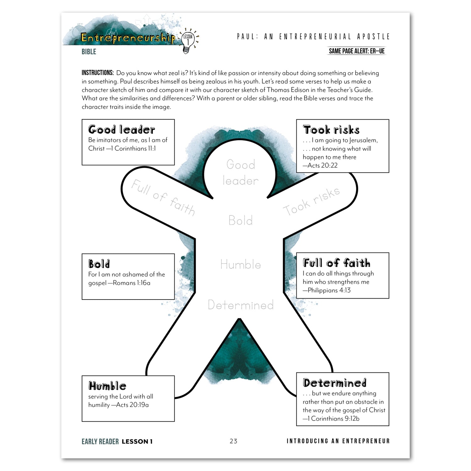 Entrepreneurship Homeschool Unit Study Digital Early Reader Student Book Lesson 1 Paul
