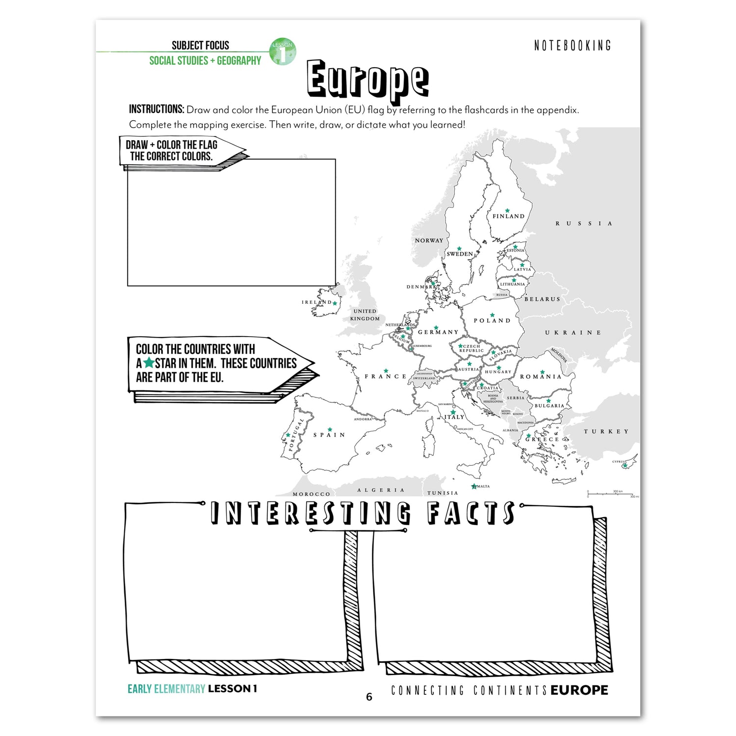 Europe homeschool unit study digital student workbook Teacher's Guide and Early Elementary bundle lesson one