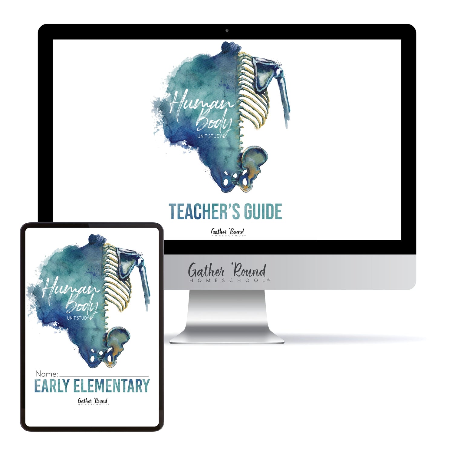 Human Body homeschool unit study digital student workbook early elementary with teacher's guide bundle