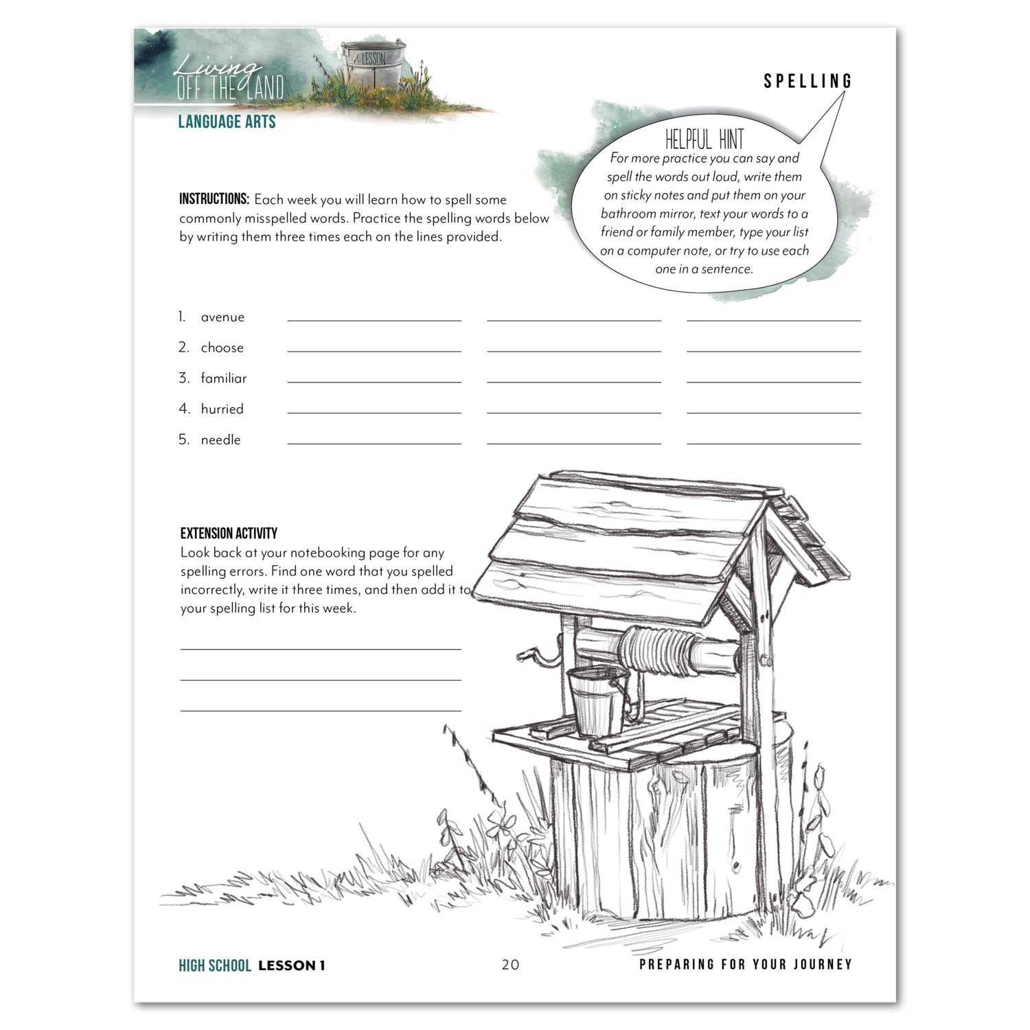 Living Off the Land homeschool unit study digital high school student notebook and teacher's bundle lesson one