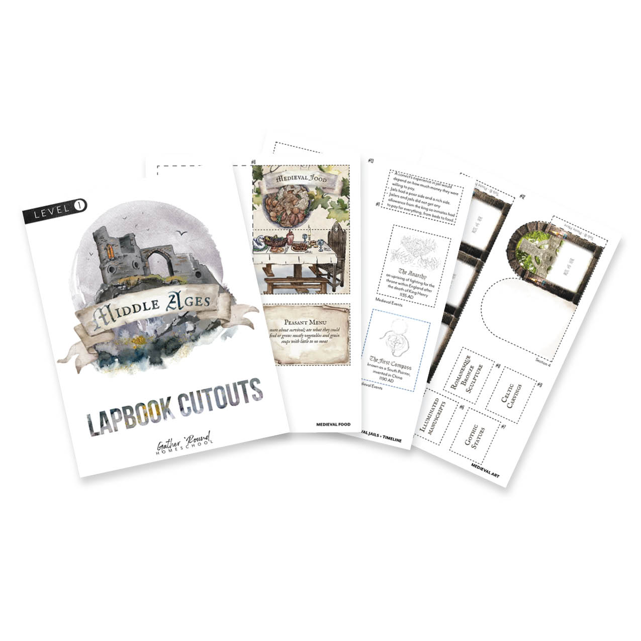 Middle Ages homeschool unit study digital student lapbook cutouts level one