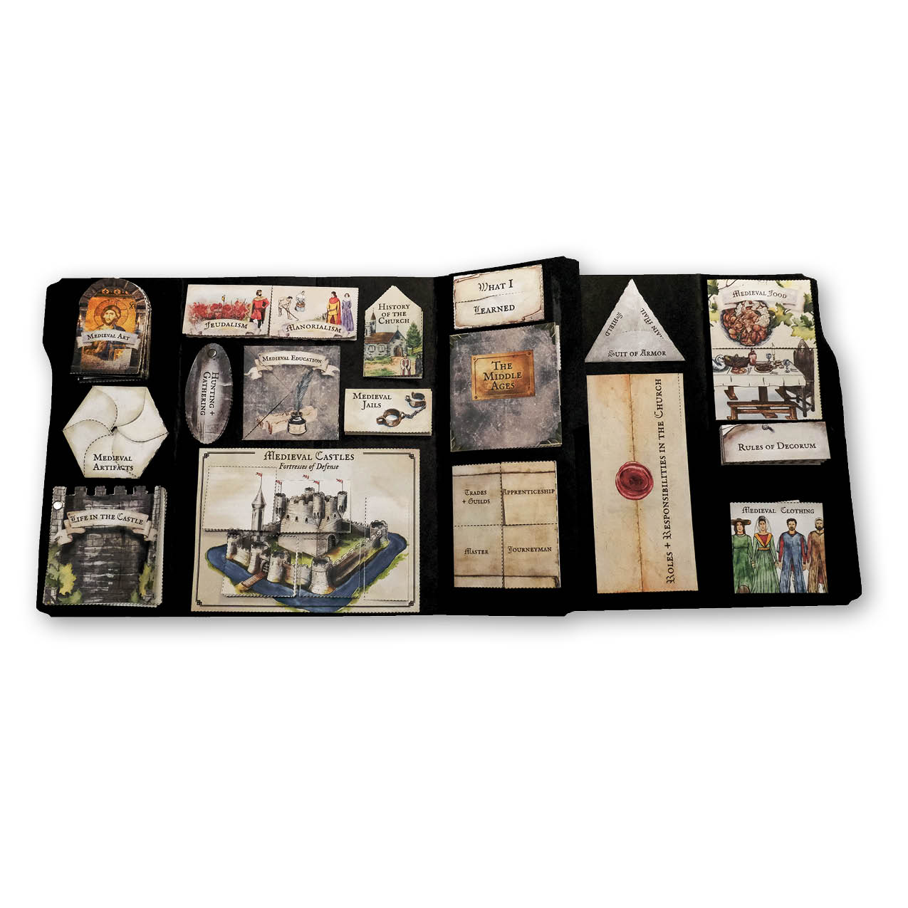 Middle Ages homeschool unit study digital student lapbook finished layout